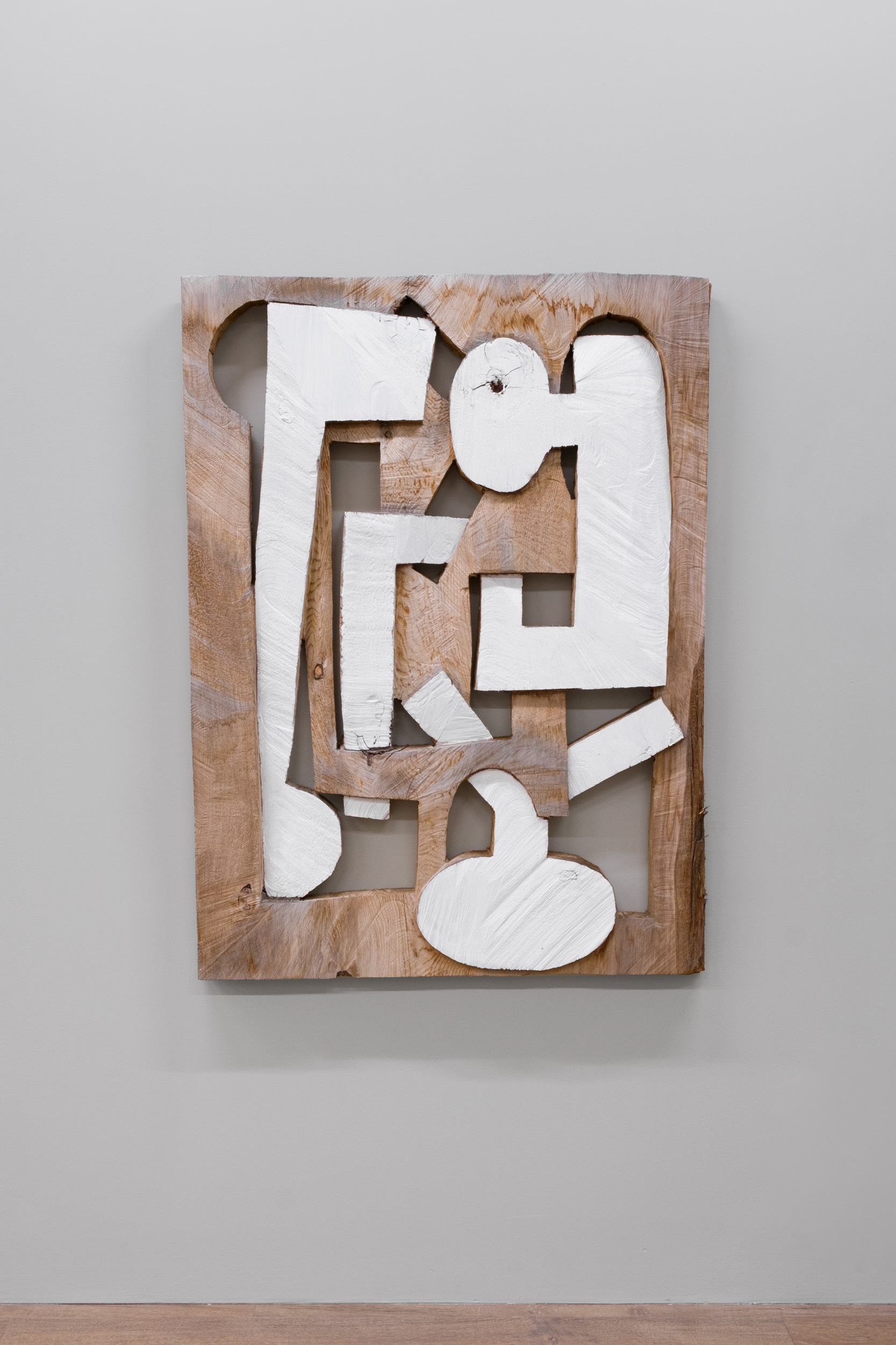 Graham Landin, Labyrinth, 2021, 48” x 35.25” x 2.25”. Red cedar, enamel paint.