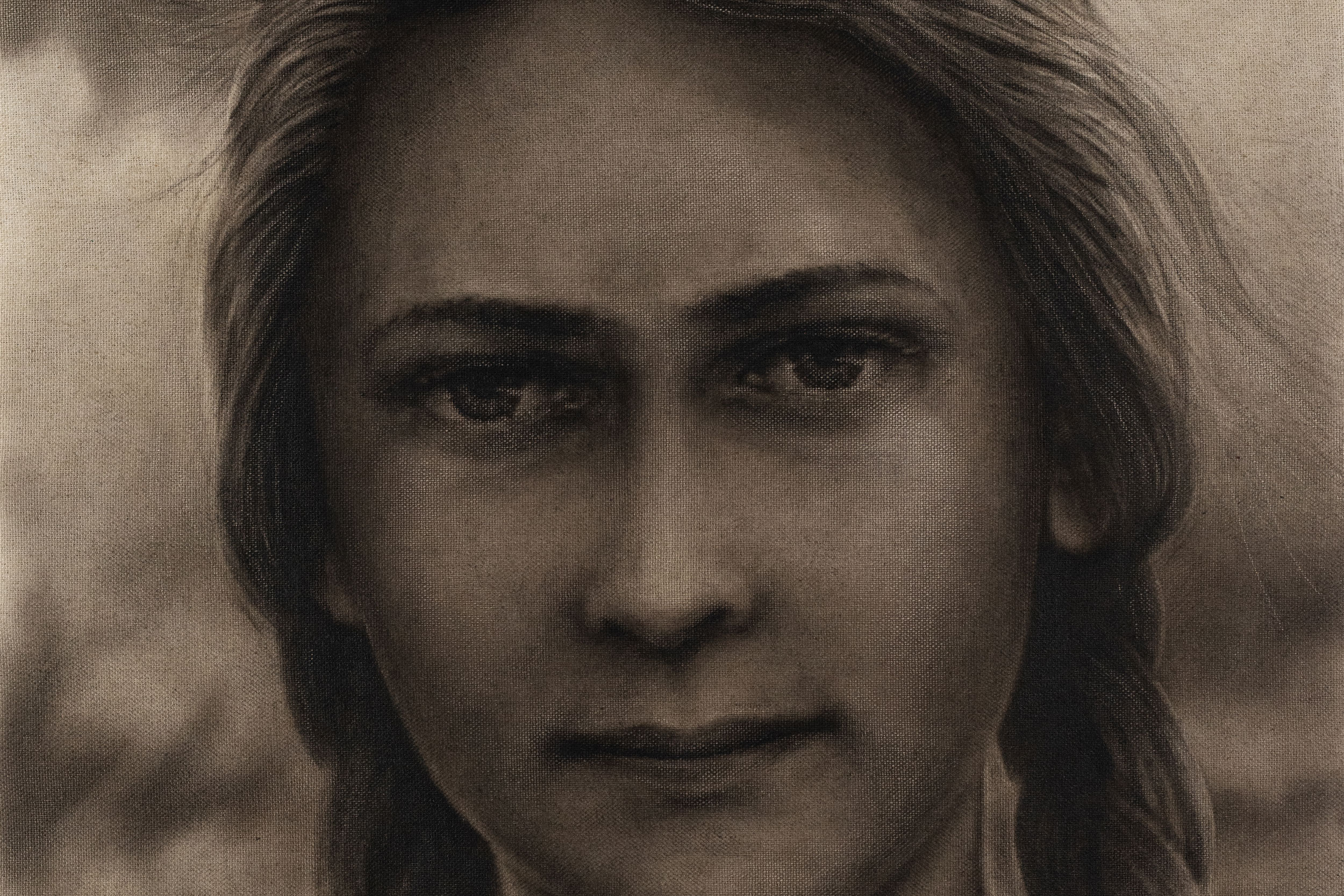 Iris (detail view) 2025, mixed media on linen, 80x60cm