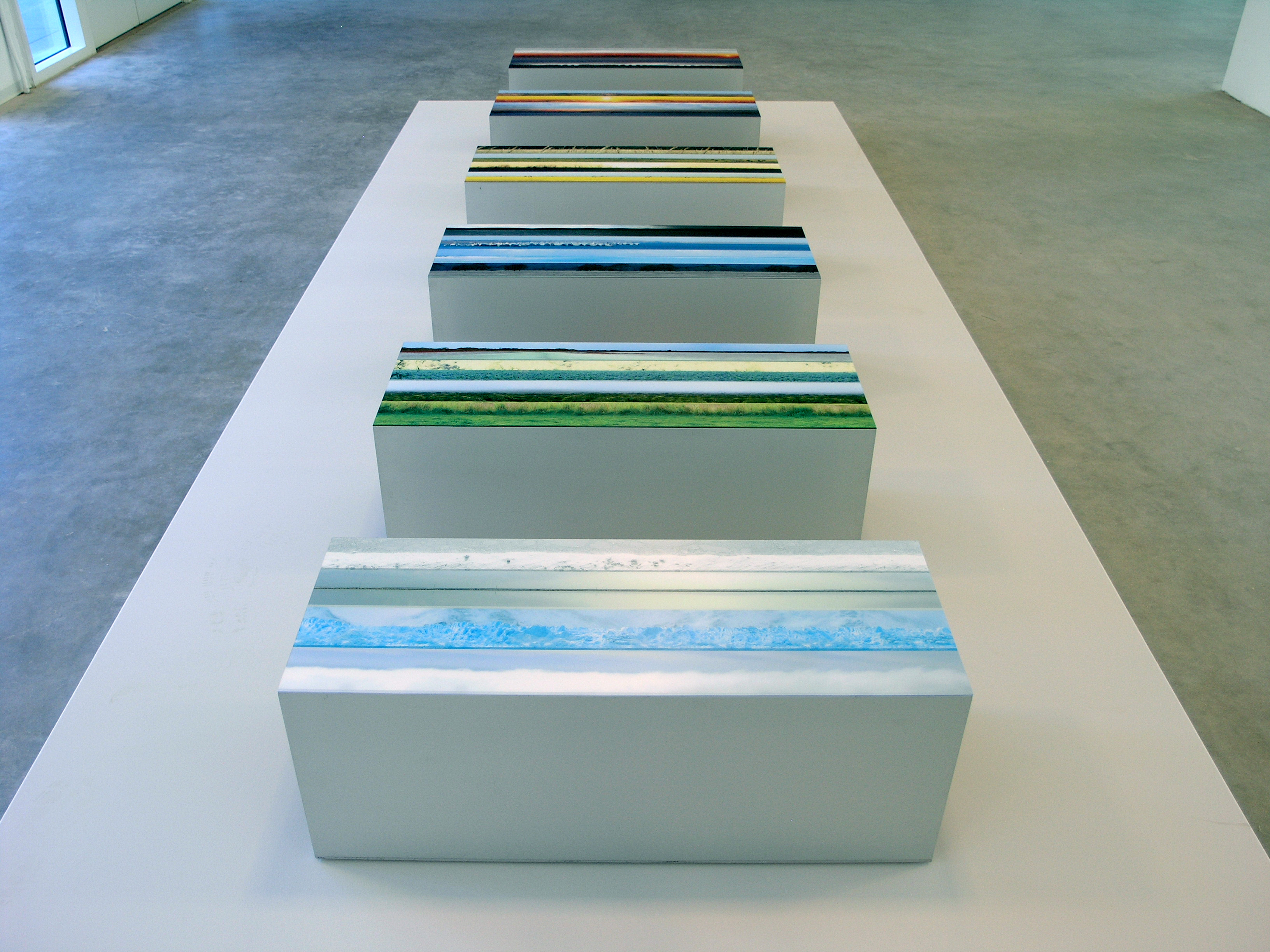 Homeland 2, (Series), 2006; lightjet print, plexiglass, anodized aluminum; 40 x 15 x 15 inches each.
