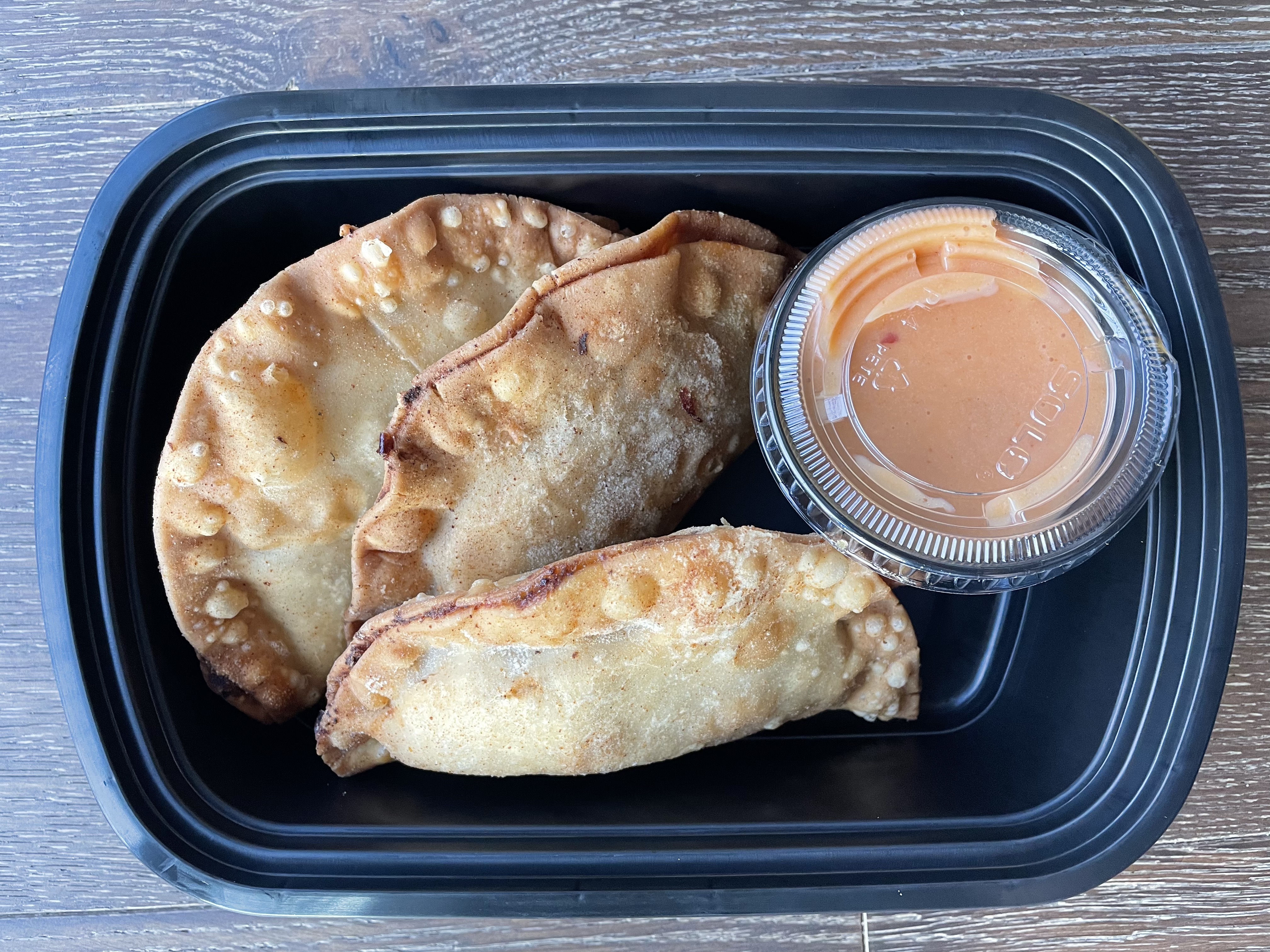 Sweet Chili Corn, Mushroom Duxelle, Saut&eacute;ed Bok Choy Empanada with Bang Bang Sauce