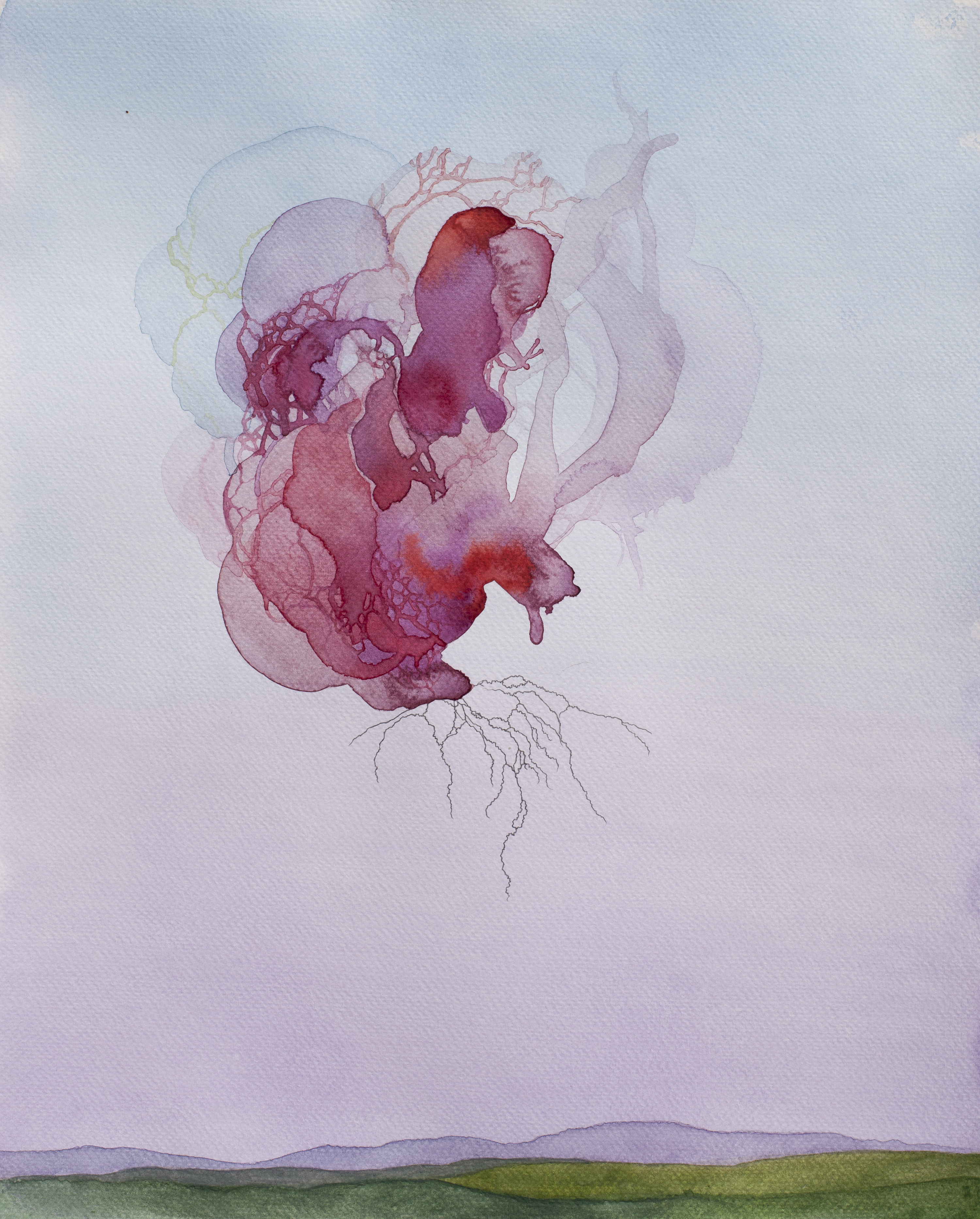 Entraille d'aube n&deg;1 (aquarelle, 34,9 x 42,9cm, printemps 2023)