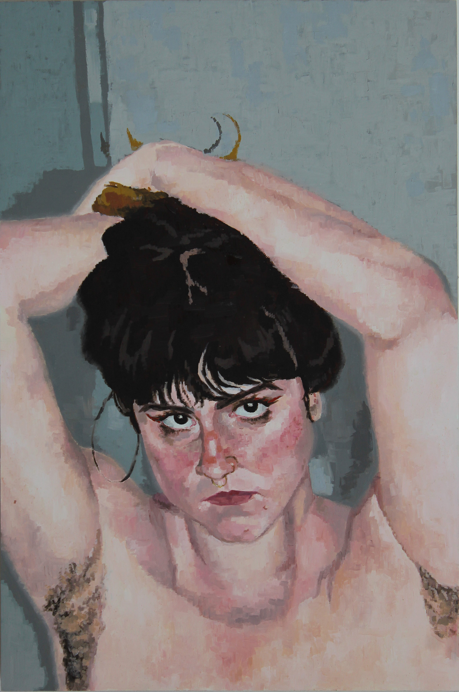 (FE)MALE GAZE, 2019, oil on wood panel, 36x24"