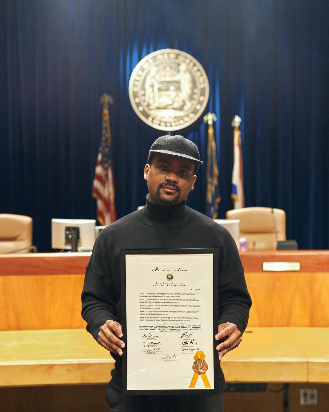 Edward Buckles Jr. honored with proclamation from The City Council of New Orleans for Katrina Babies