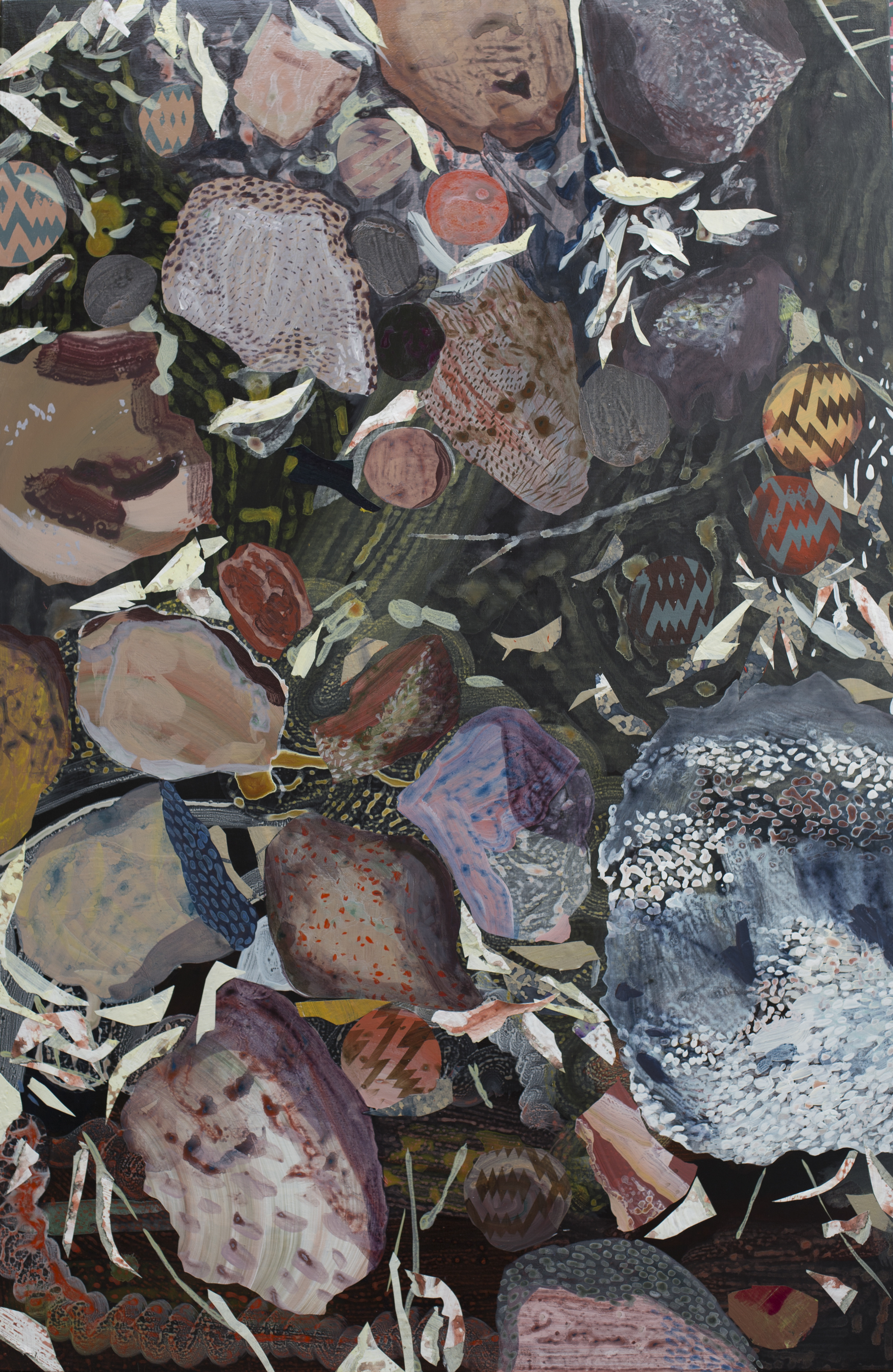  Pauma, Acrylic, paper and screen print on panel, 32"x48," 2014