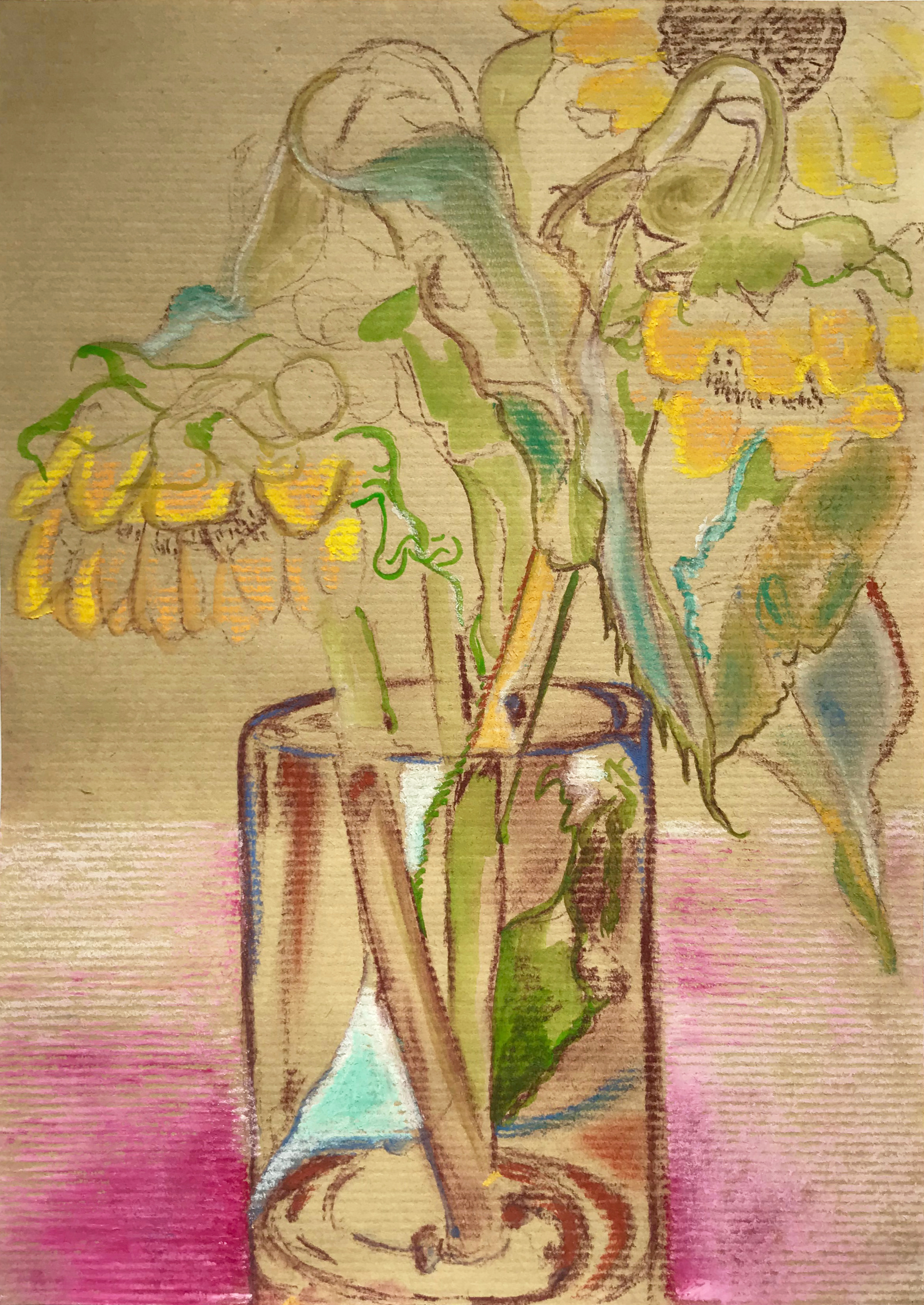 Sunflowers, 2020Pastel on paper  11 3/4 x 8 1/4 in.  29.7 x 21 cm