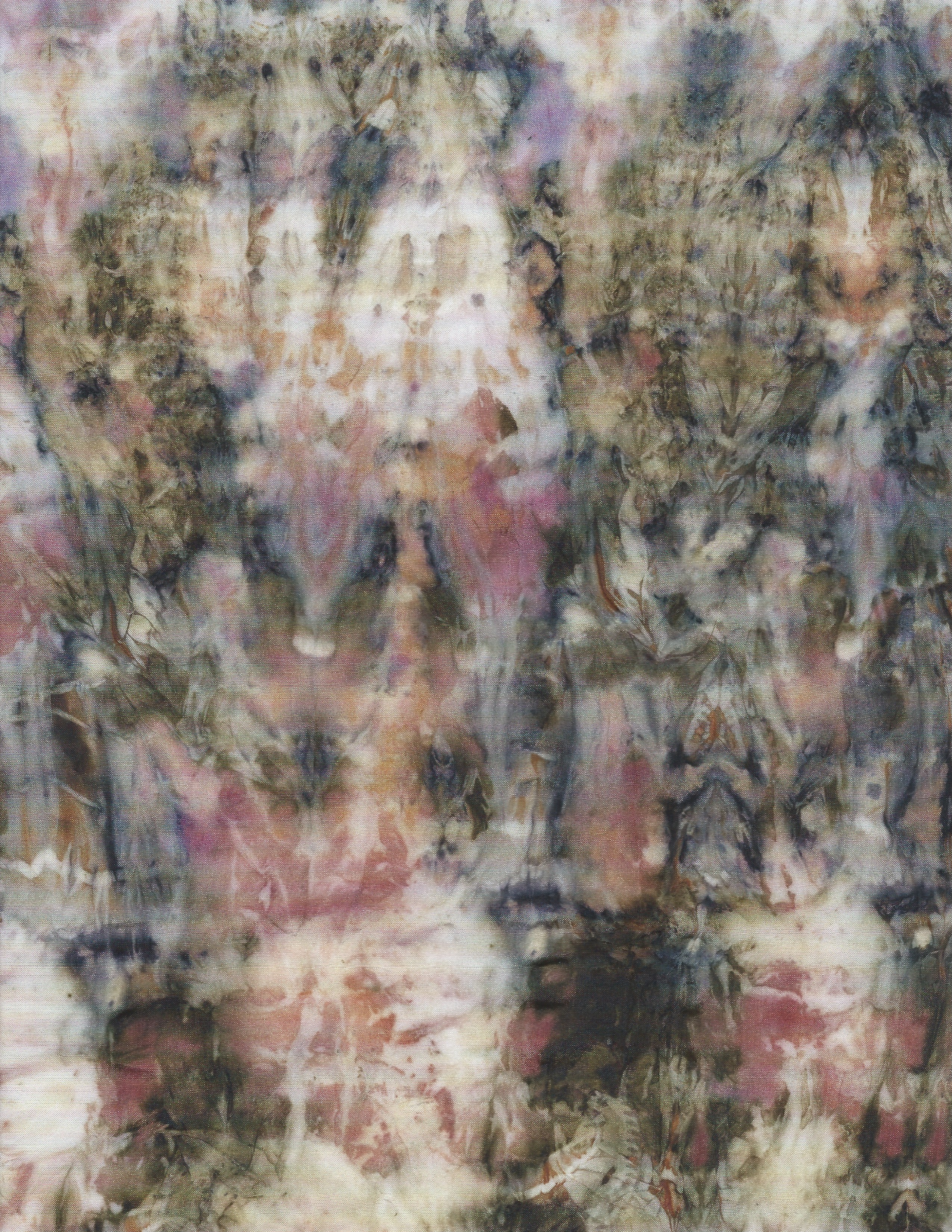 Roses, onion and found objects on silk. 2020.