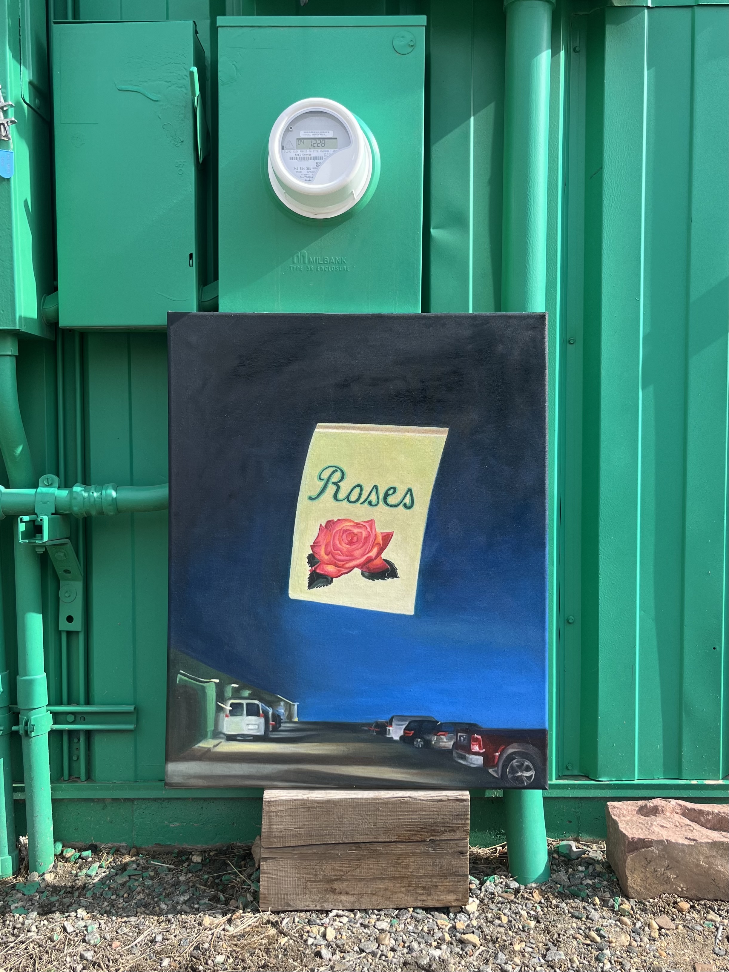 "Ask me about roses," 24 x 30, 2024