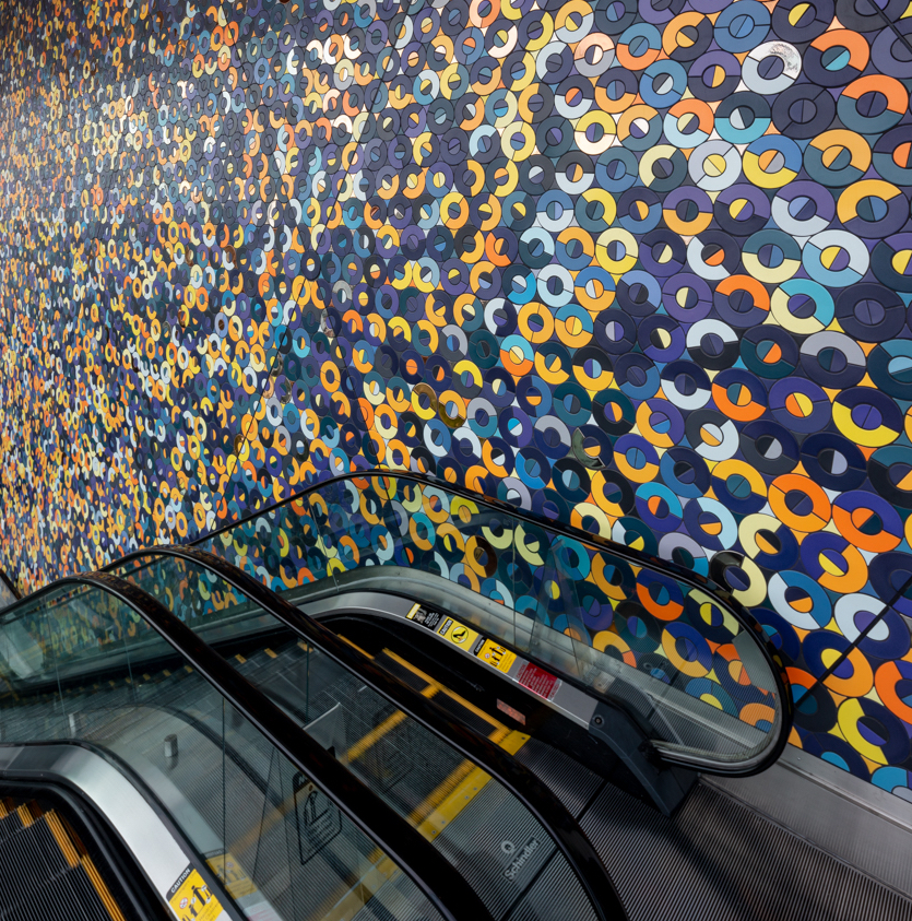 Moonsets for a sunrise, The Beverly Center, Los Angeles, CA, 2019