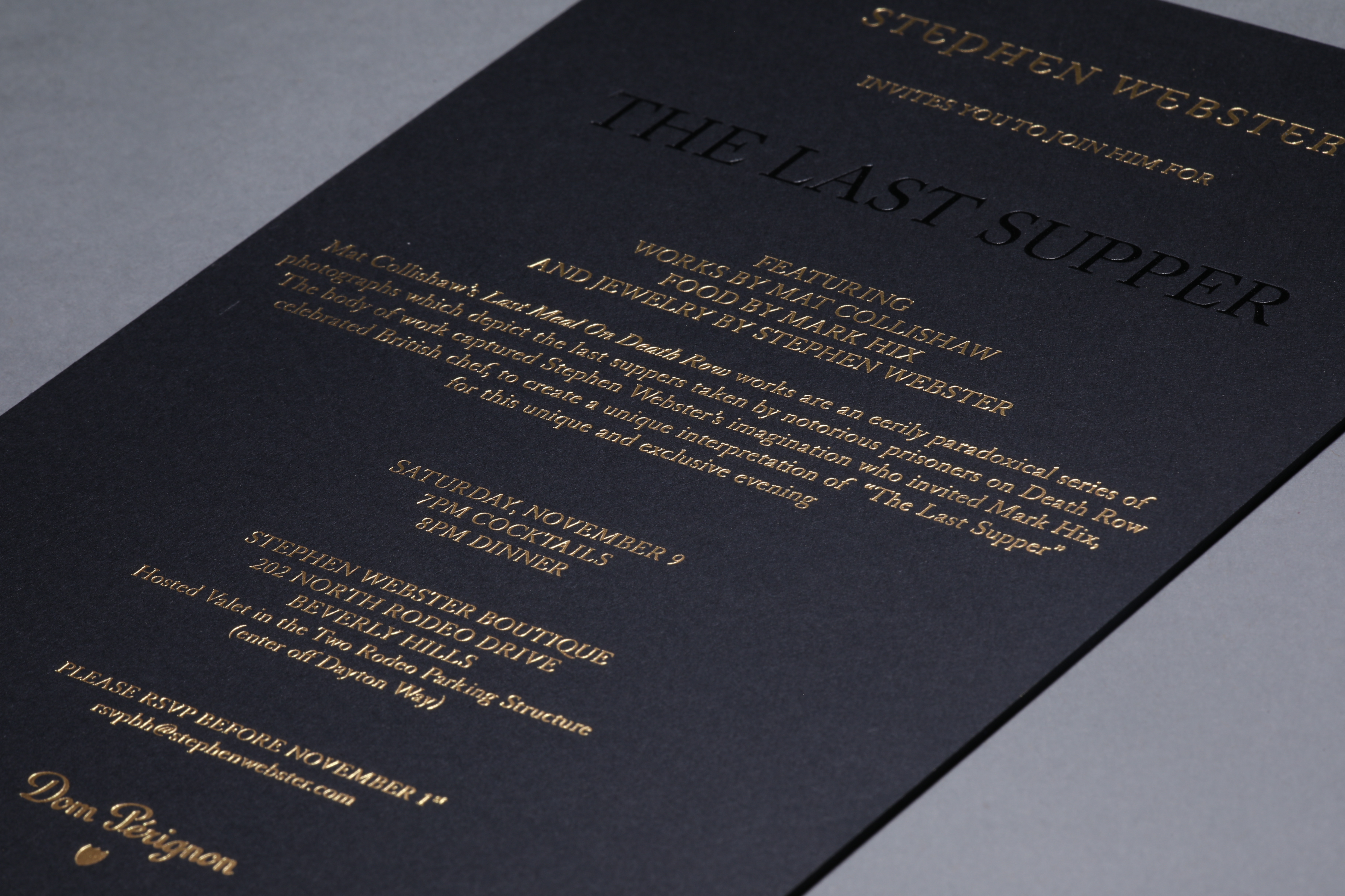 FOIL STAMPINGStephen Webster The Last Supper menu