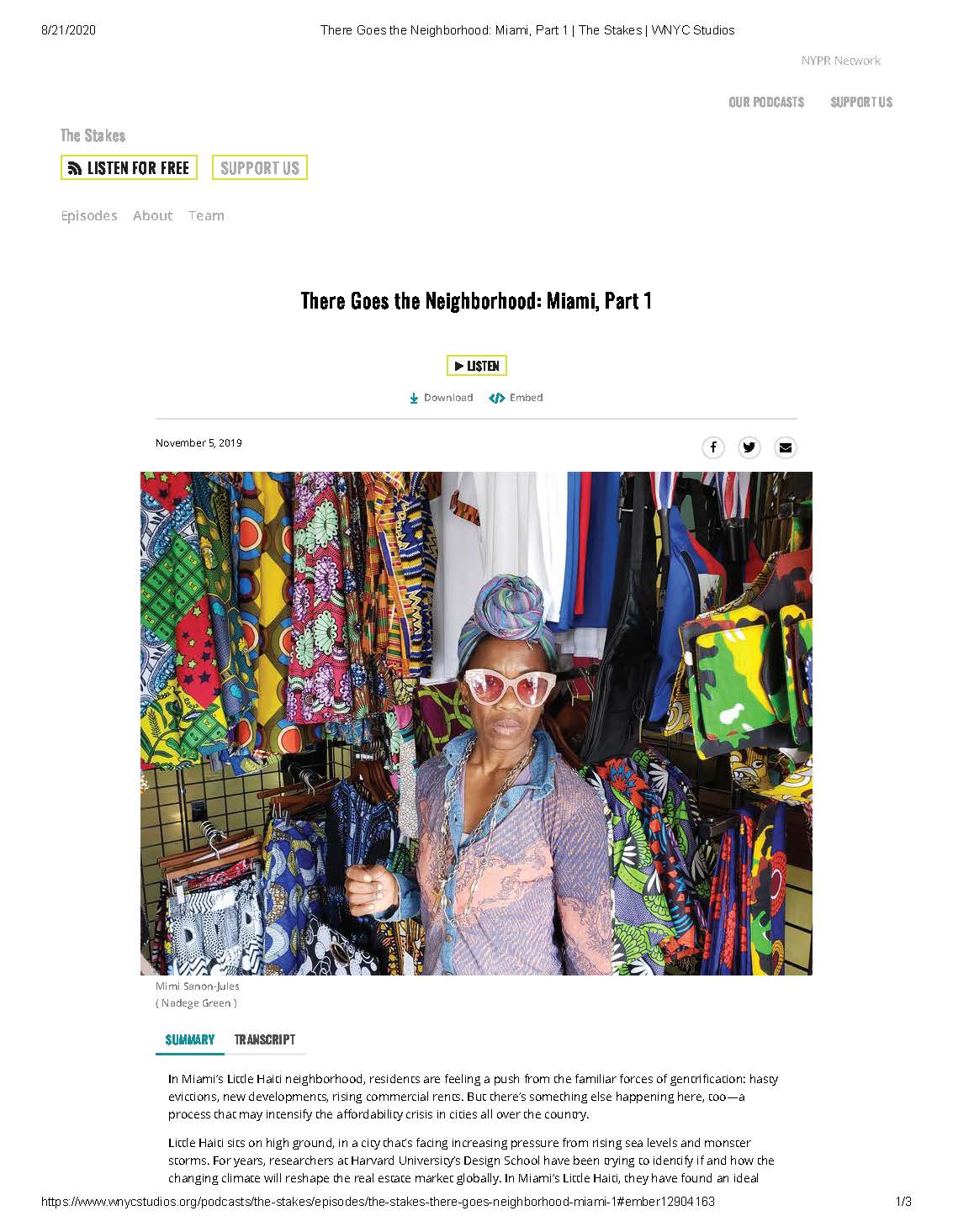 The Stakes There Goes the Neighborhood Miami Part 1 (with Jesse Keenan on Climate Gentrification at 15.25’) 