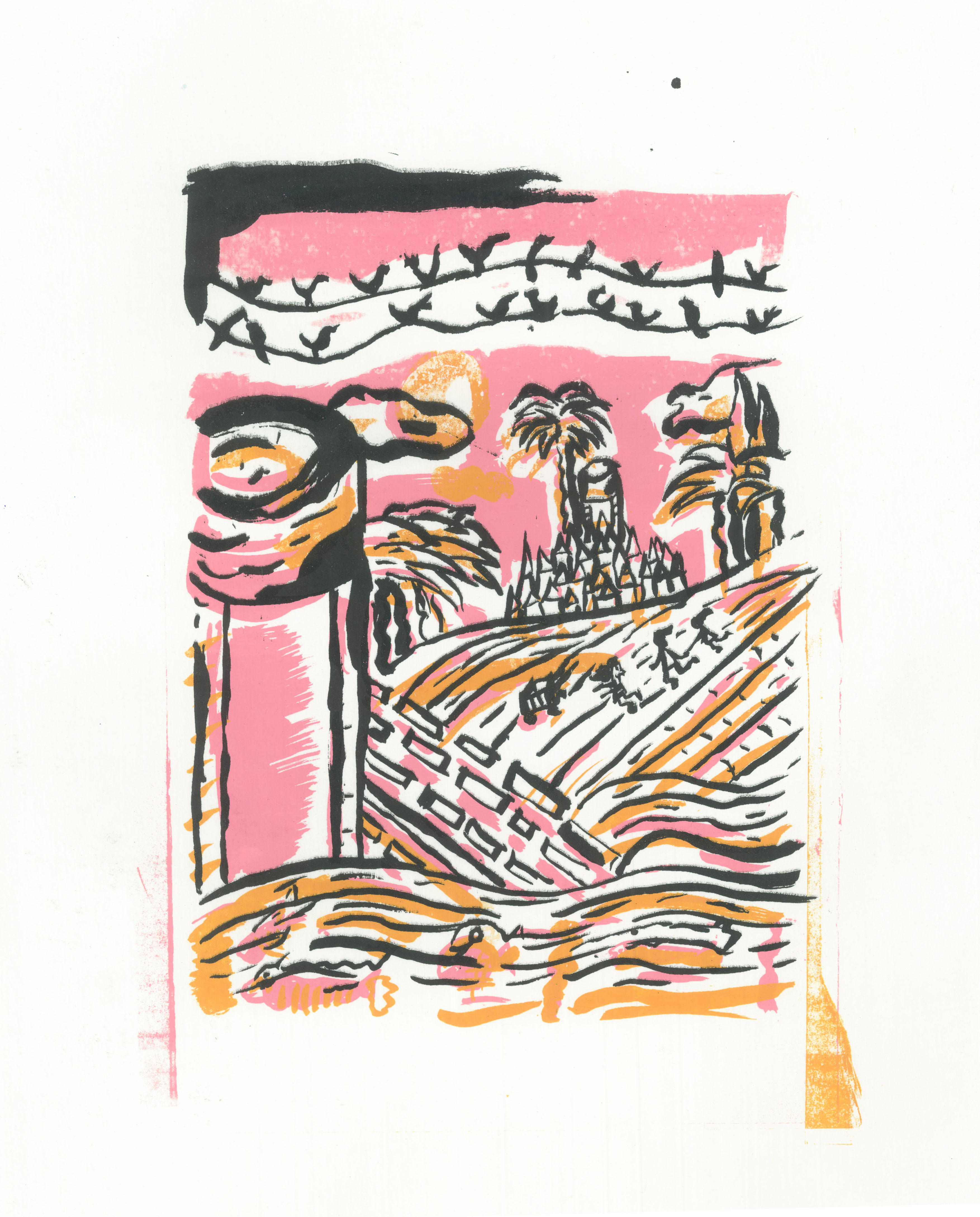 Kfar-Vitkin, silk print