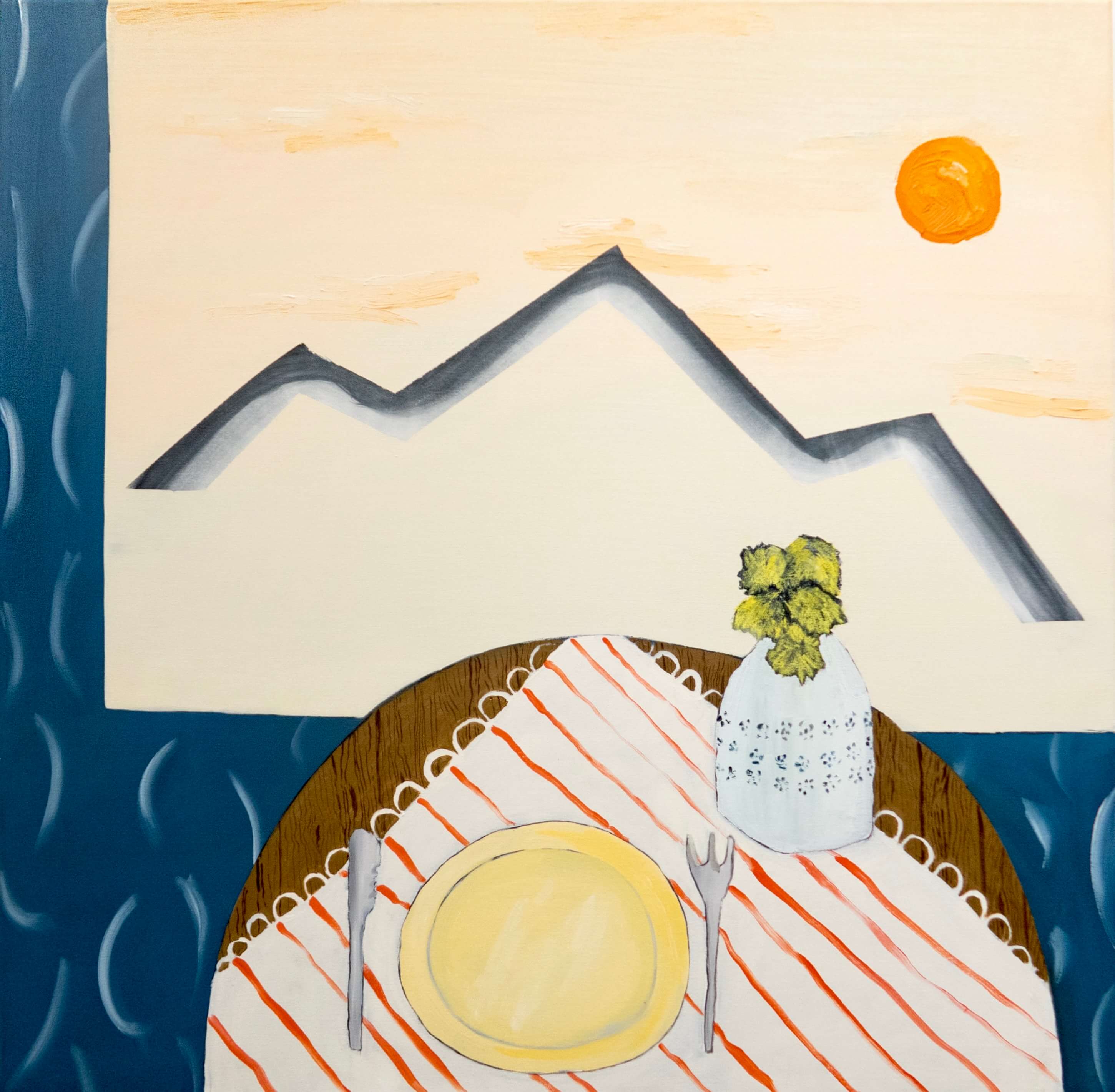 Í bítið – Oil & dry pastel on canvas – 95x95cm