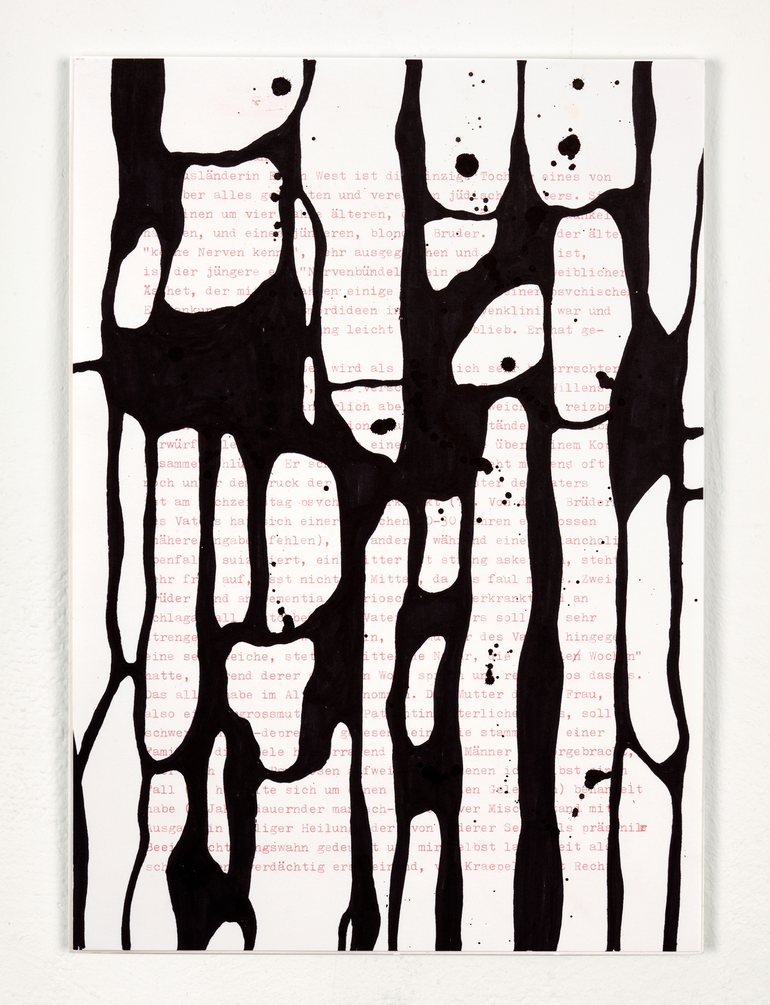 Fragments (Ellen W.)  – 21 Felt tip pen, gouache pen, acrylic sheet on typed paper 29,7 x 21 cm