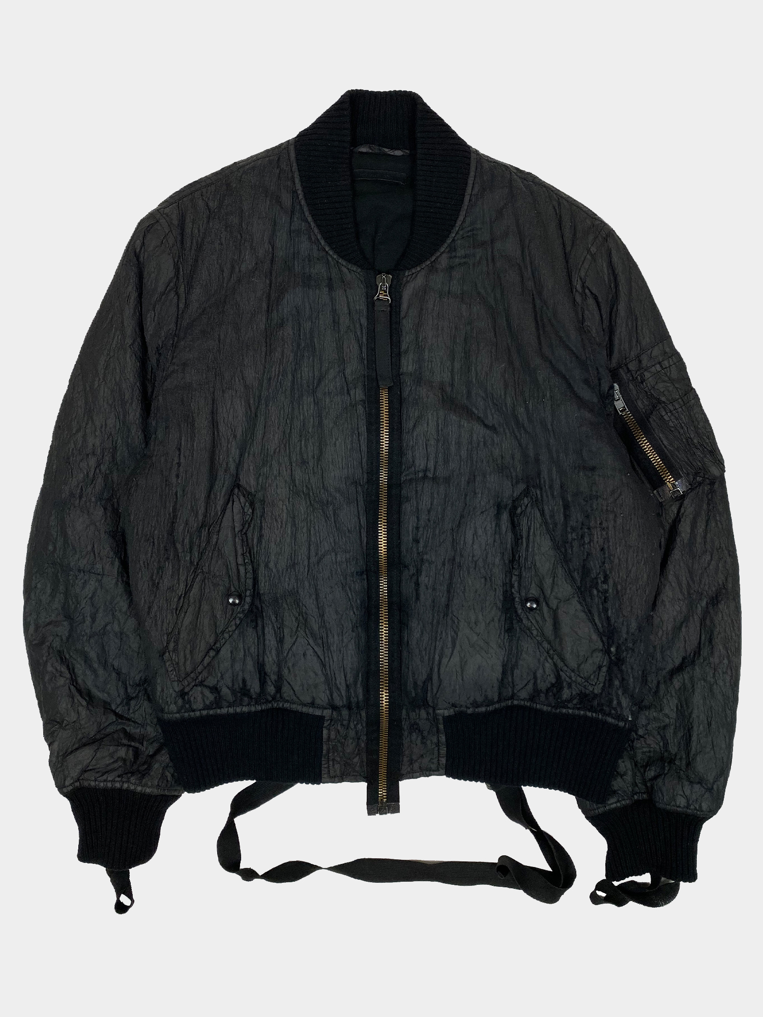 メンズHELMUT LANG Metallic Bondage Bomber - フライトジャケット