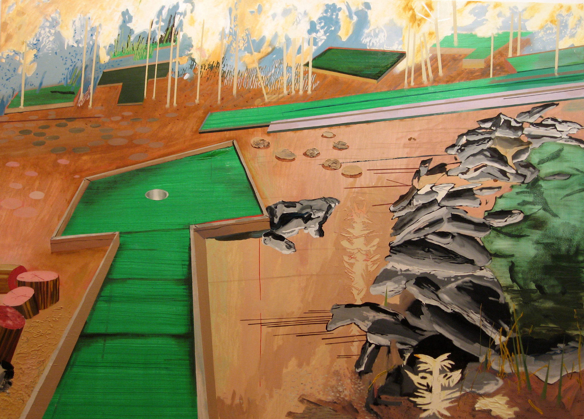 Kane and Lombard Mini Golf, Acrylic and Oil on Canvas, 72"x100" 2006