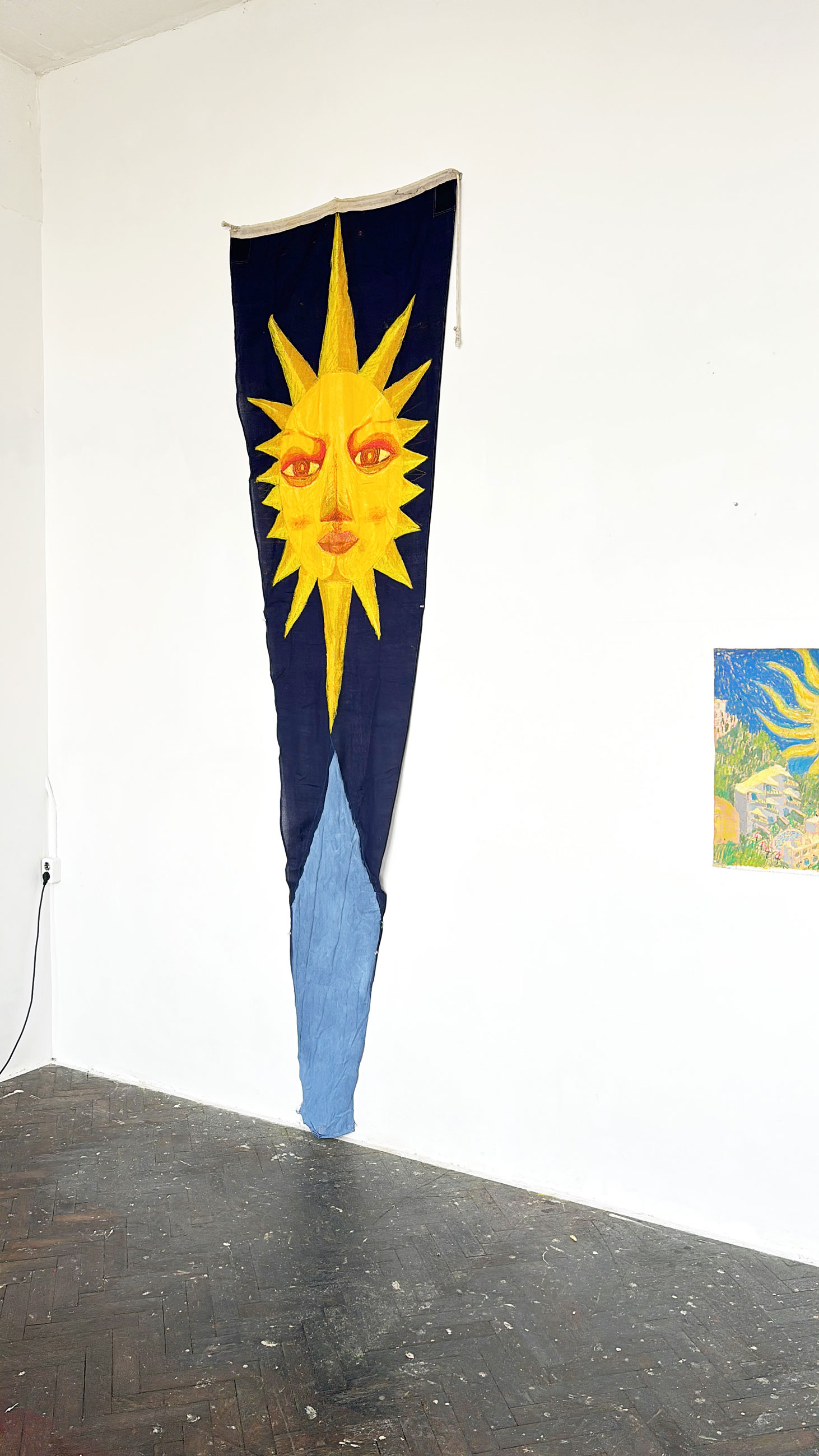 ship flag, oil pastel and acrylic, 84,240cm, 1100 eur