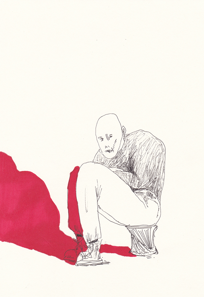 오후 3시의 그림자, 2018, pen on paper, 21*14.8(cm)