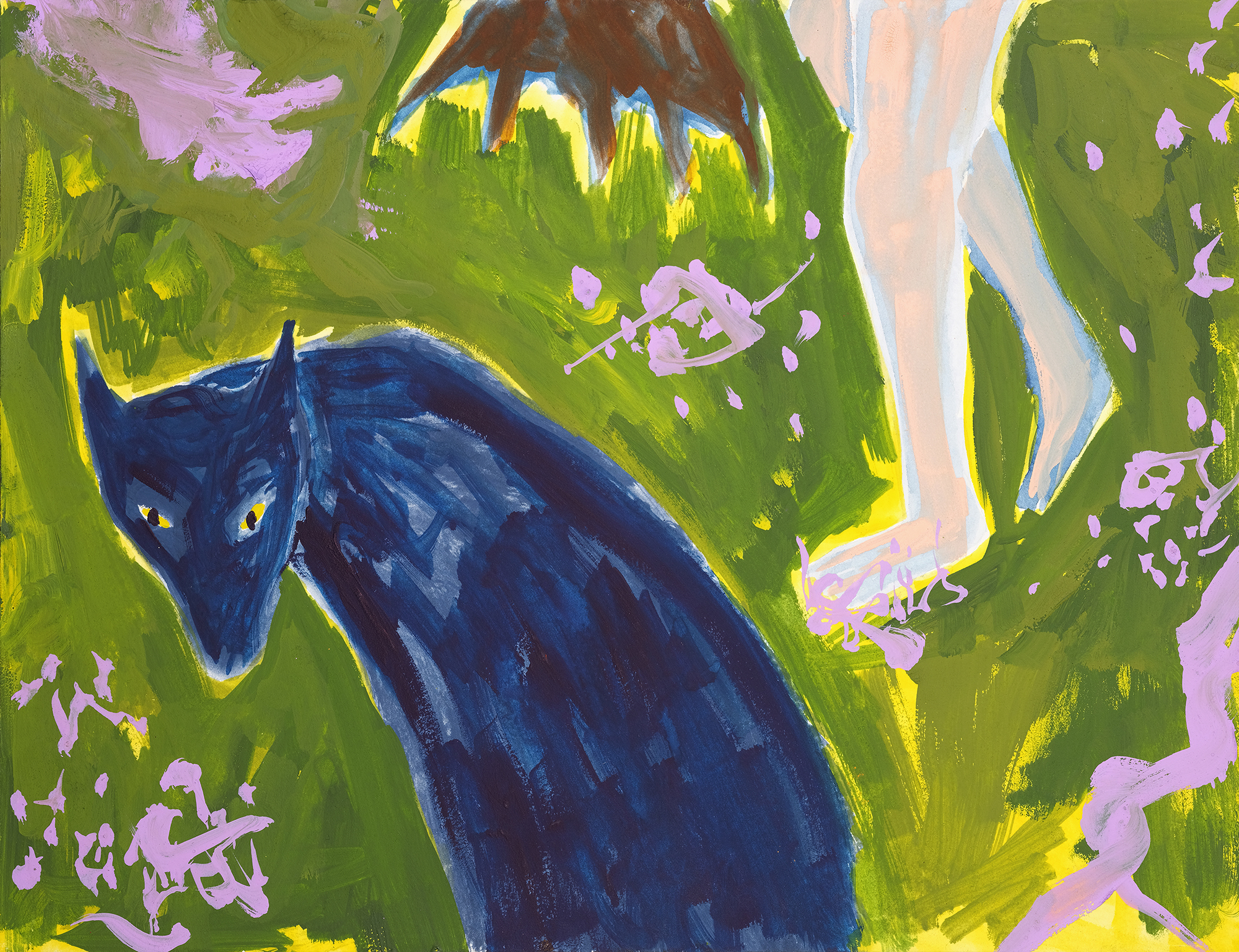 Evening walk, Gouache on paper, 20x26 cm, 2023