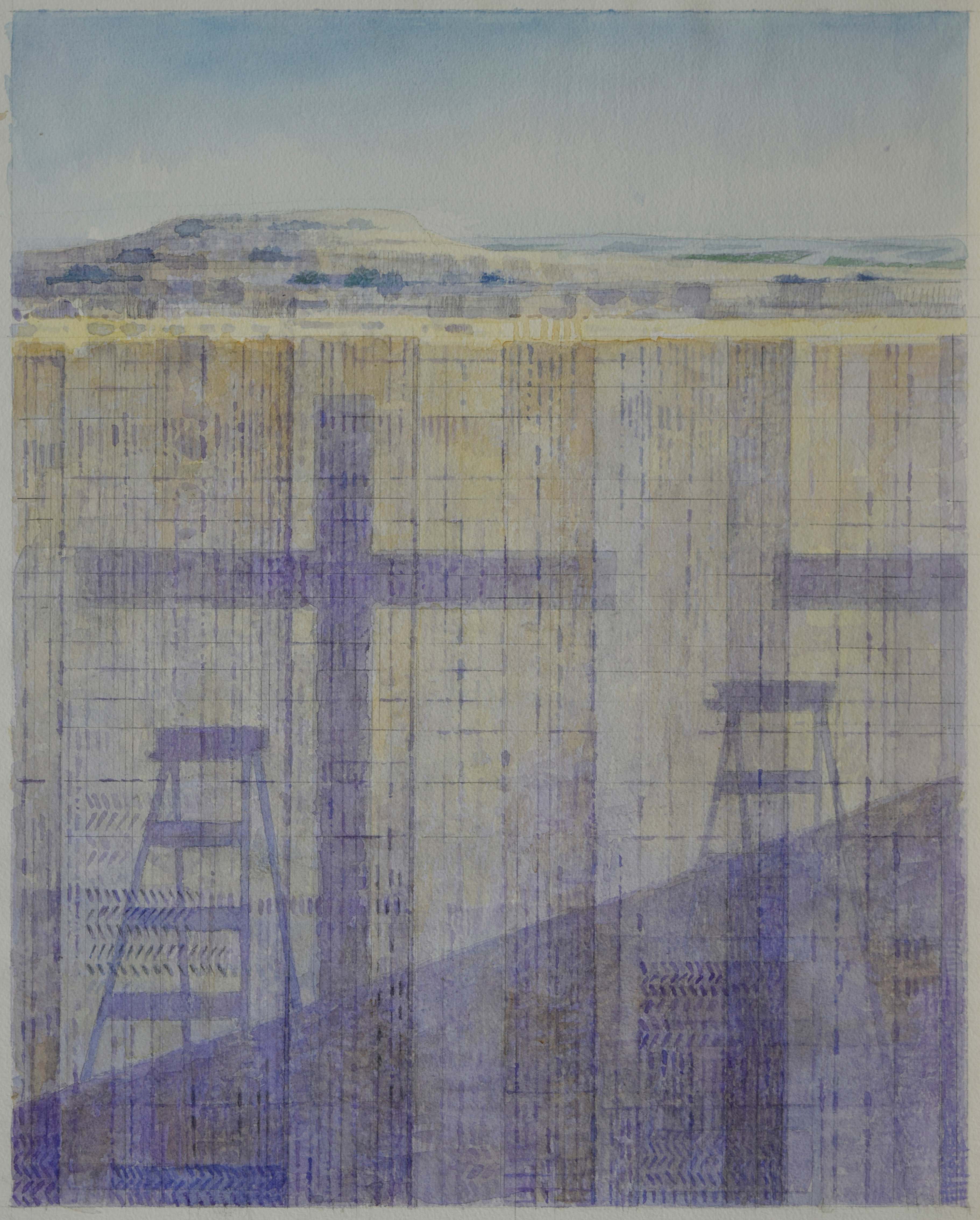 Crocefissione di luce, 2010, studio n2 del trittico, acquarello su carta, cm 50x40