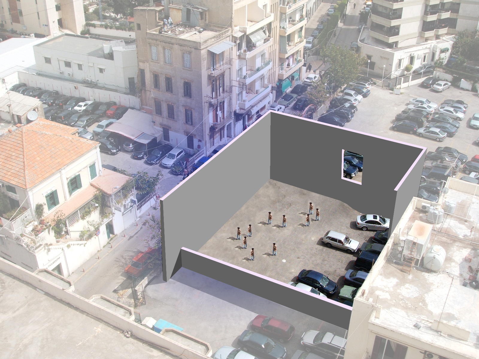 Walls as the most basic and direct way of creating an enclosure - Makhoul Street parking lot