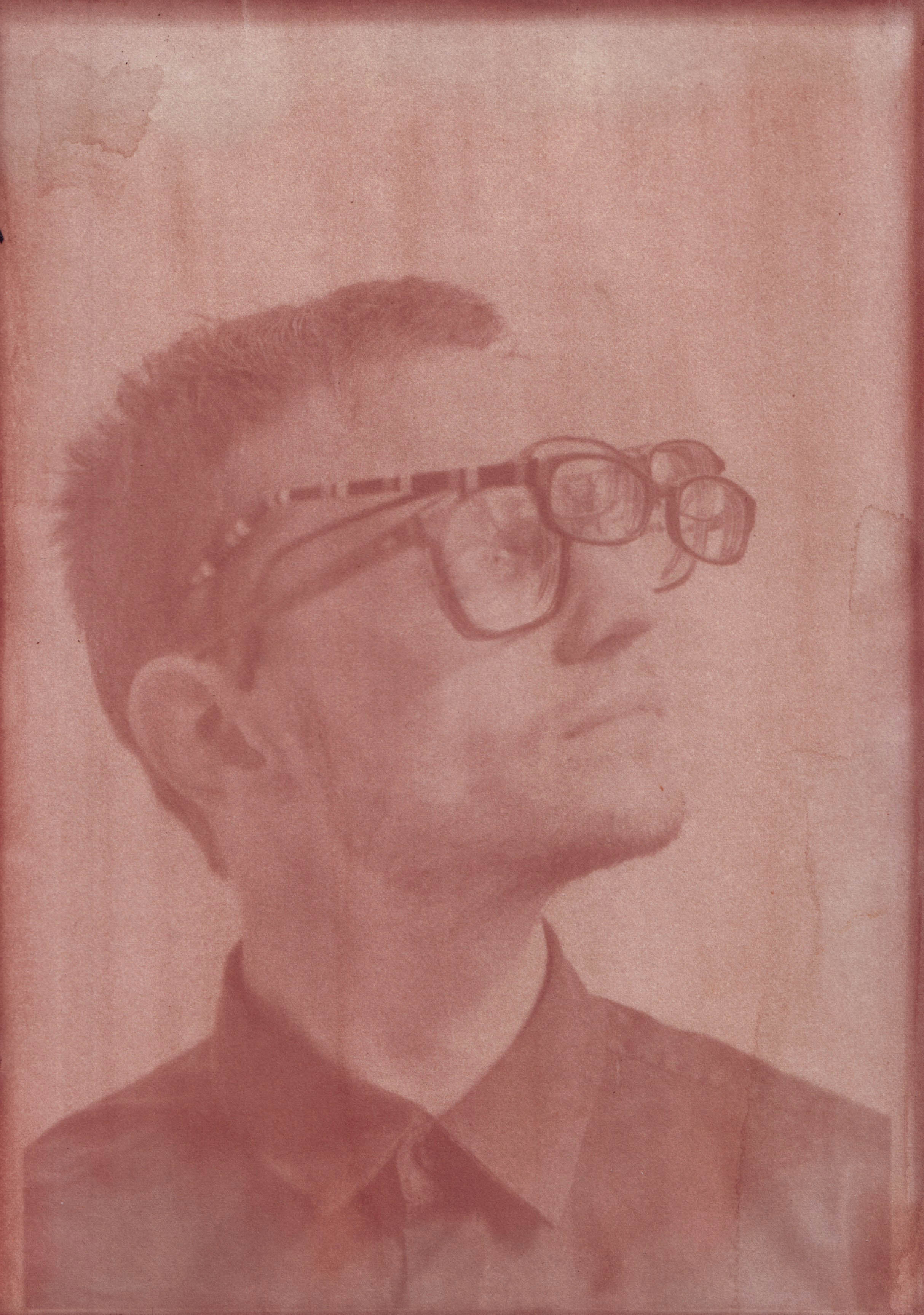 Dit zelfportret werd gecreërd met een emulsie van klaproos.