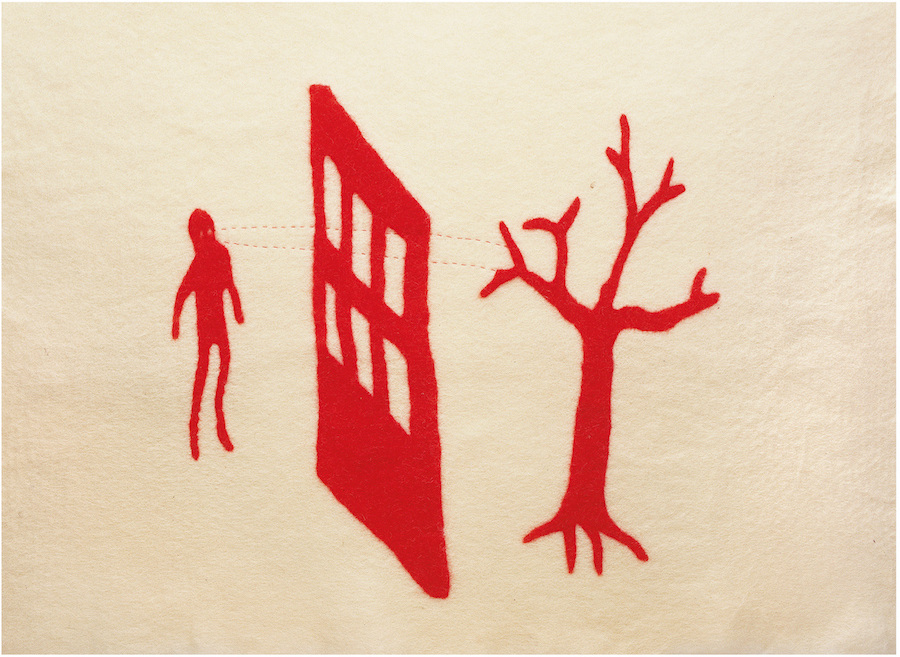 Man sees tree, 1999, 105cm b X 88cm h, Feltpiece handfelted wool