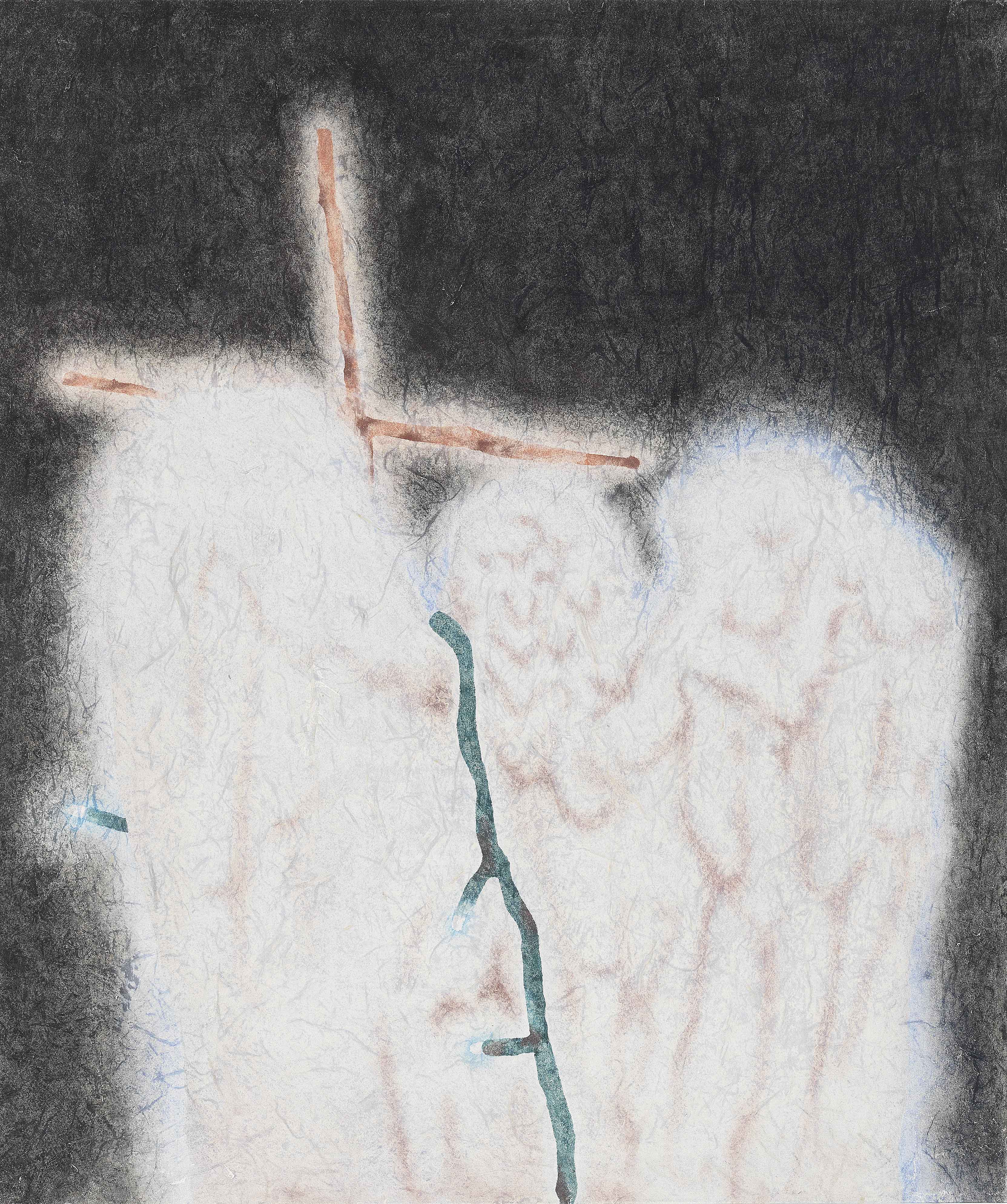 Idol#3, 2019, mineral pigment, ink on paper, 67x56.5cm (26.4x22.2 in)