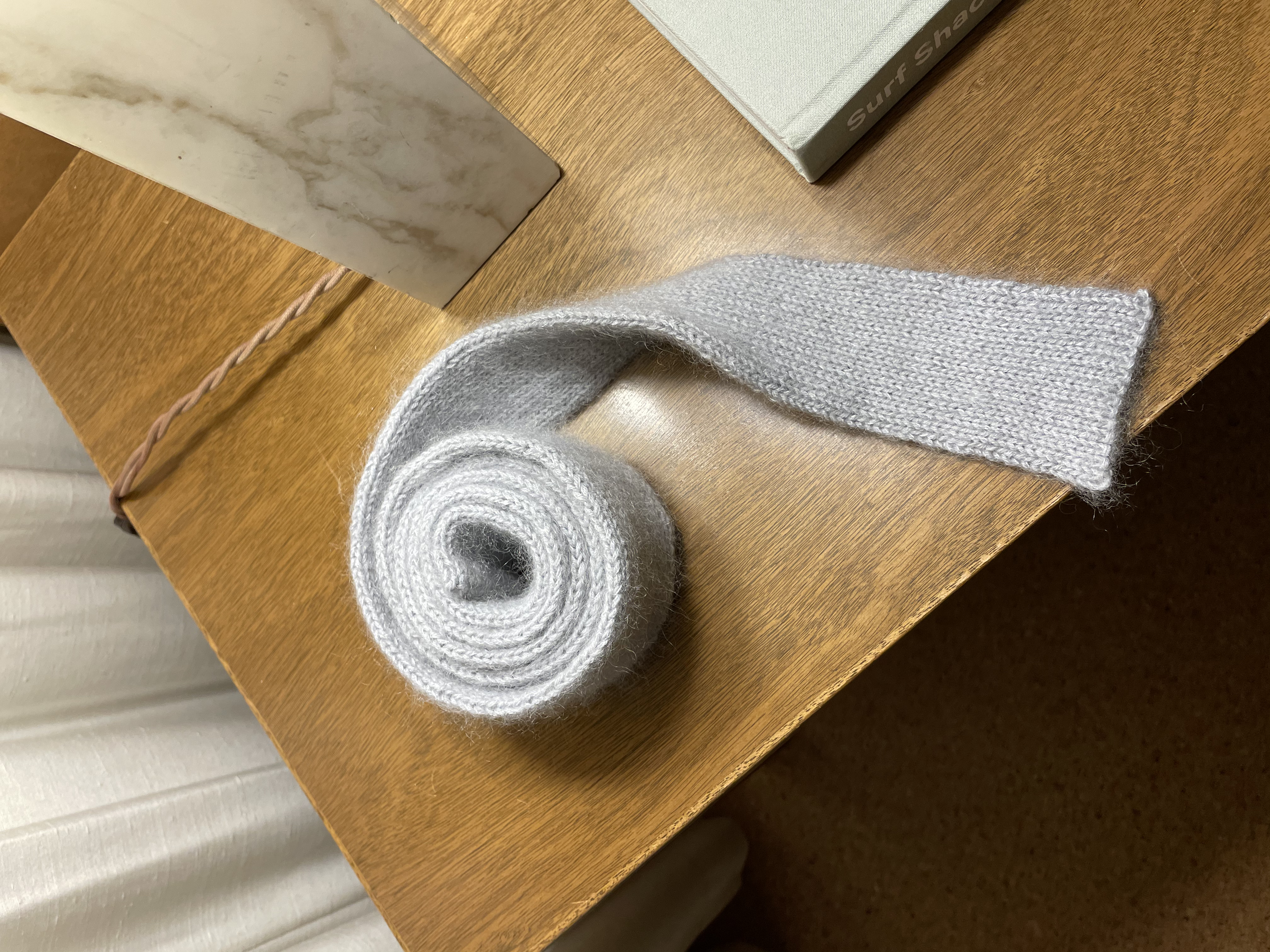 Hand Knit Mohair Skinny Scarf