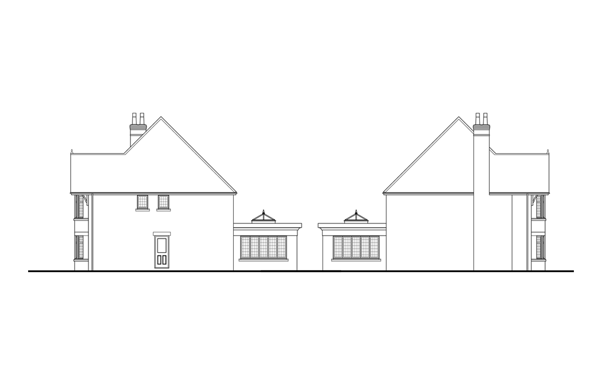 house one, left and right elevations