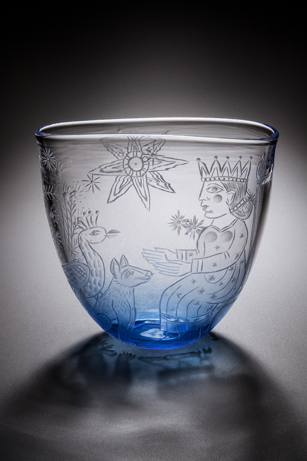 Queen of Heaven, 2015, wheel engraved glass, 7.75 x 8 x 3.5 in 