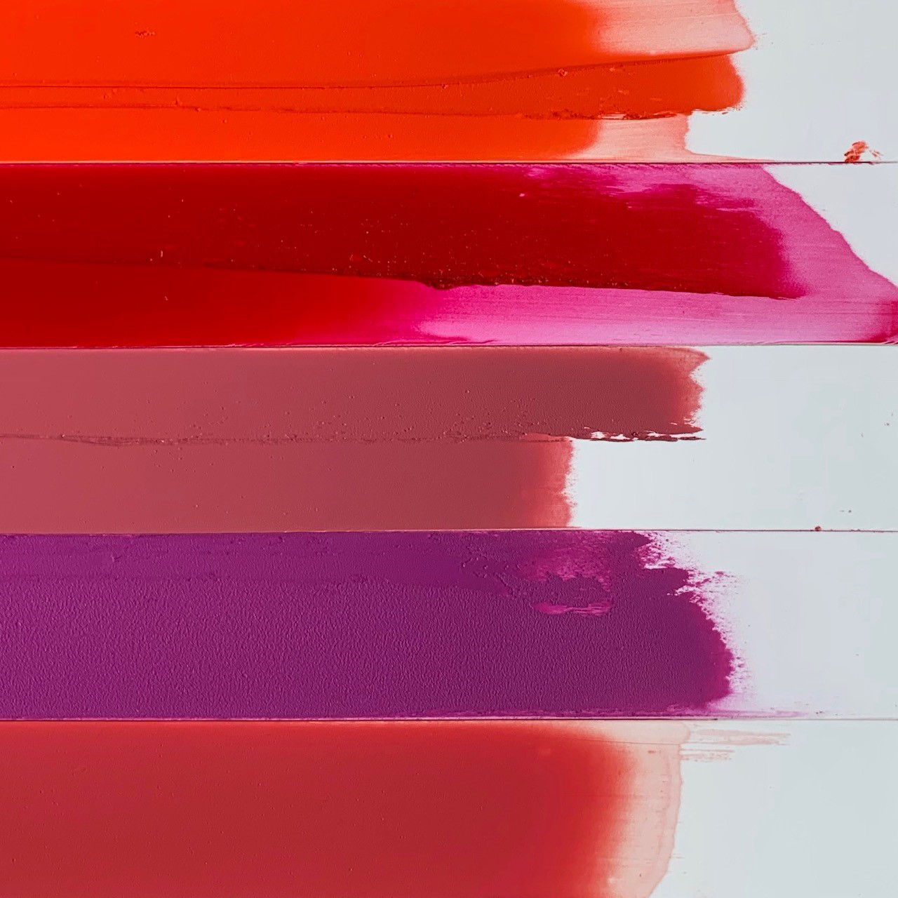 KMA stylist Rachel Haas designs set for photograph of smeared creamy lipstick in many shades 