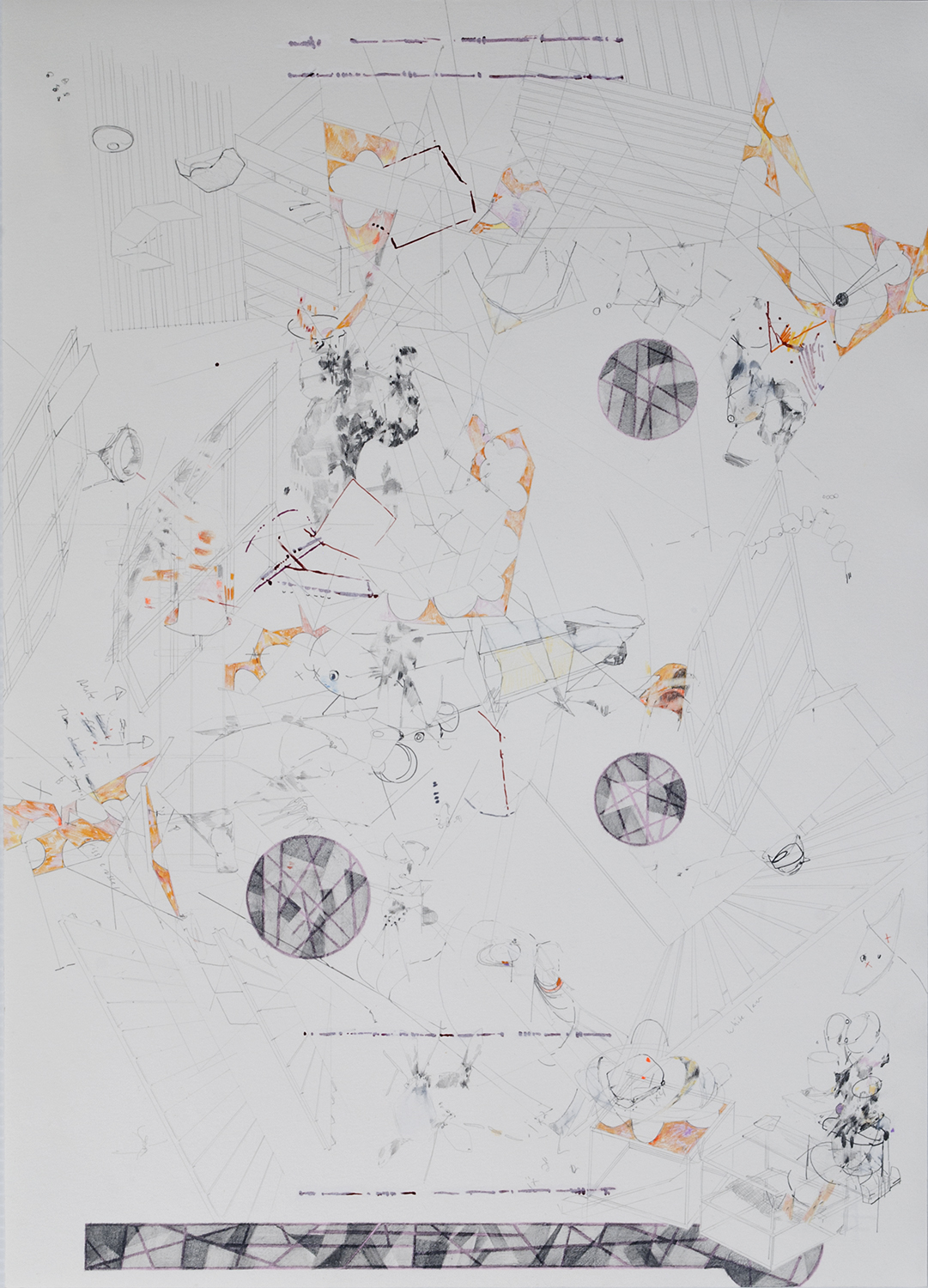 plan f (gentle)  Ink, graphite and colored pencil on paper. 2015 - 21 x 15