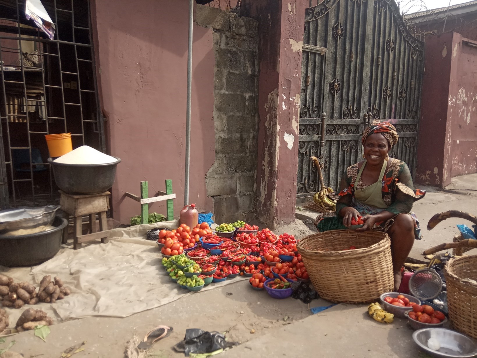 Iya Ijebu and some of her food produce on display.
