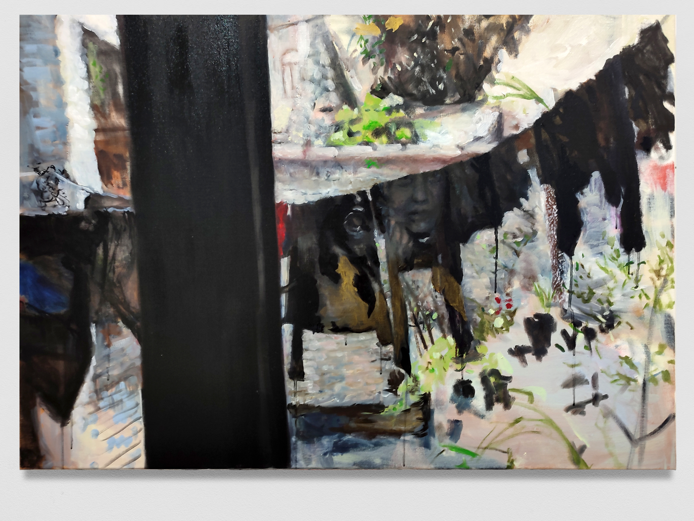 Mundane Superpowers 2023 Oil on canvas 70 x 100 cm. (Documentation: Fabrice Schneider)