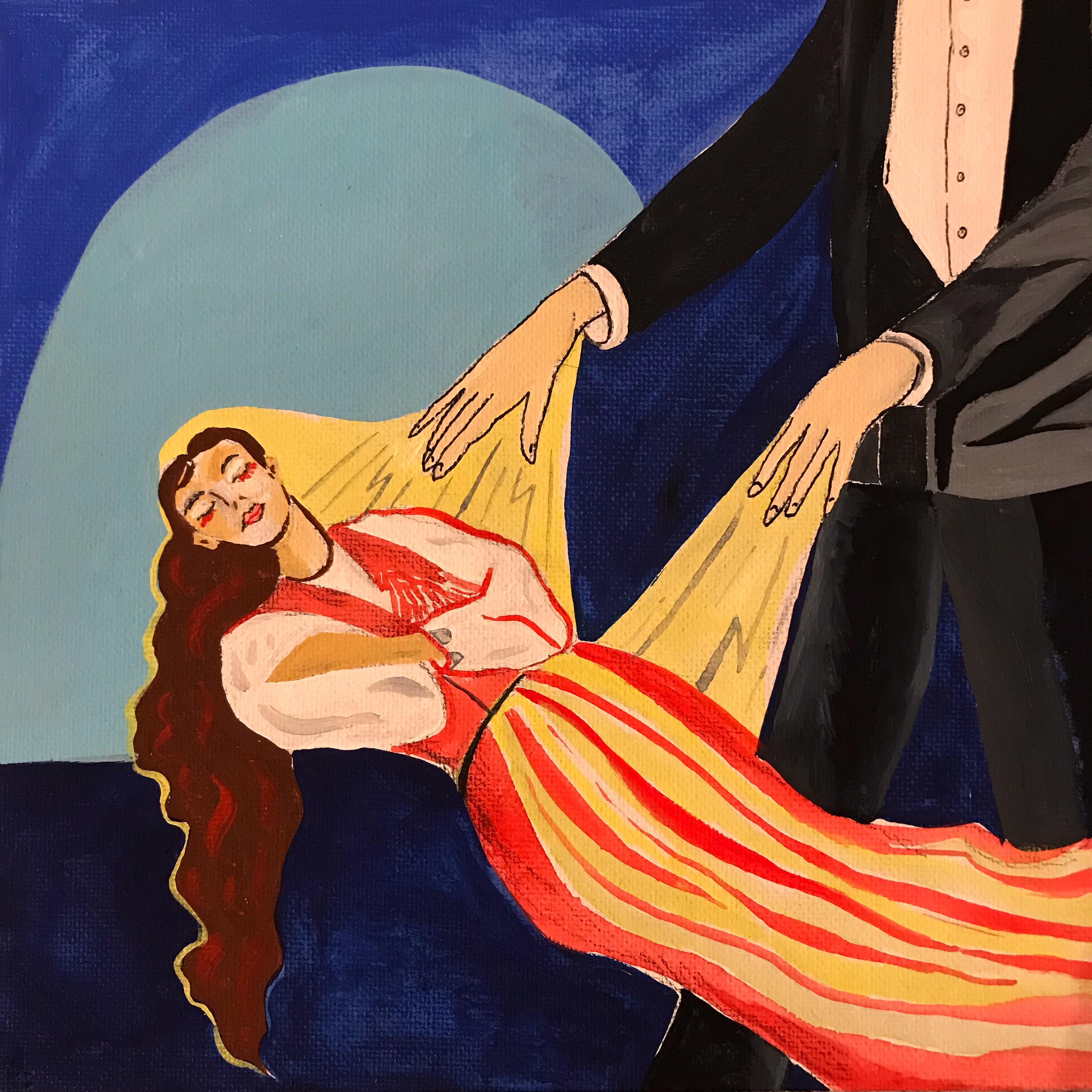 The Magician, 8 x 8 inches, Gouache, 2019.