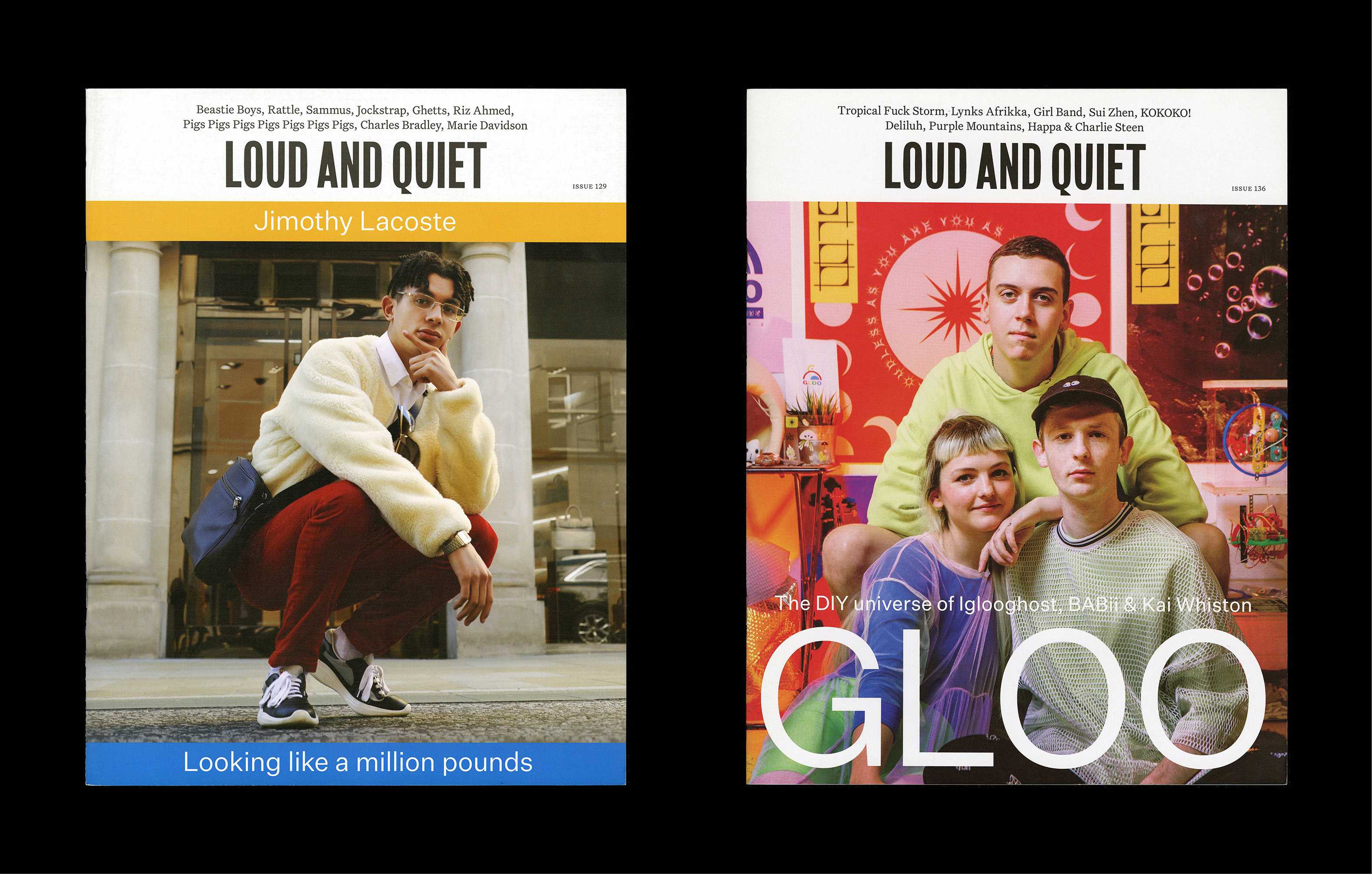 Loud And Quiet Magazine – design and layout for around 37 issues, between 2016 and 2021 Art director: Lee Belcher. Studio: B.A.M. London
