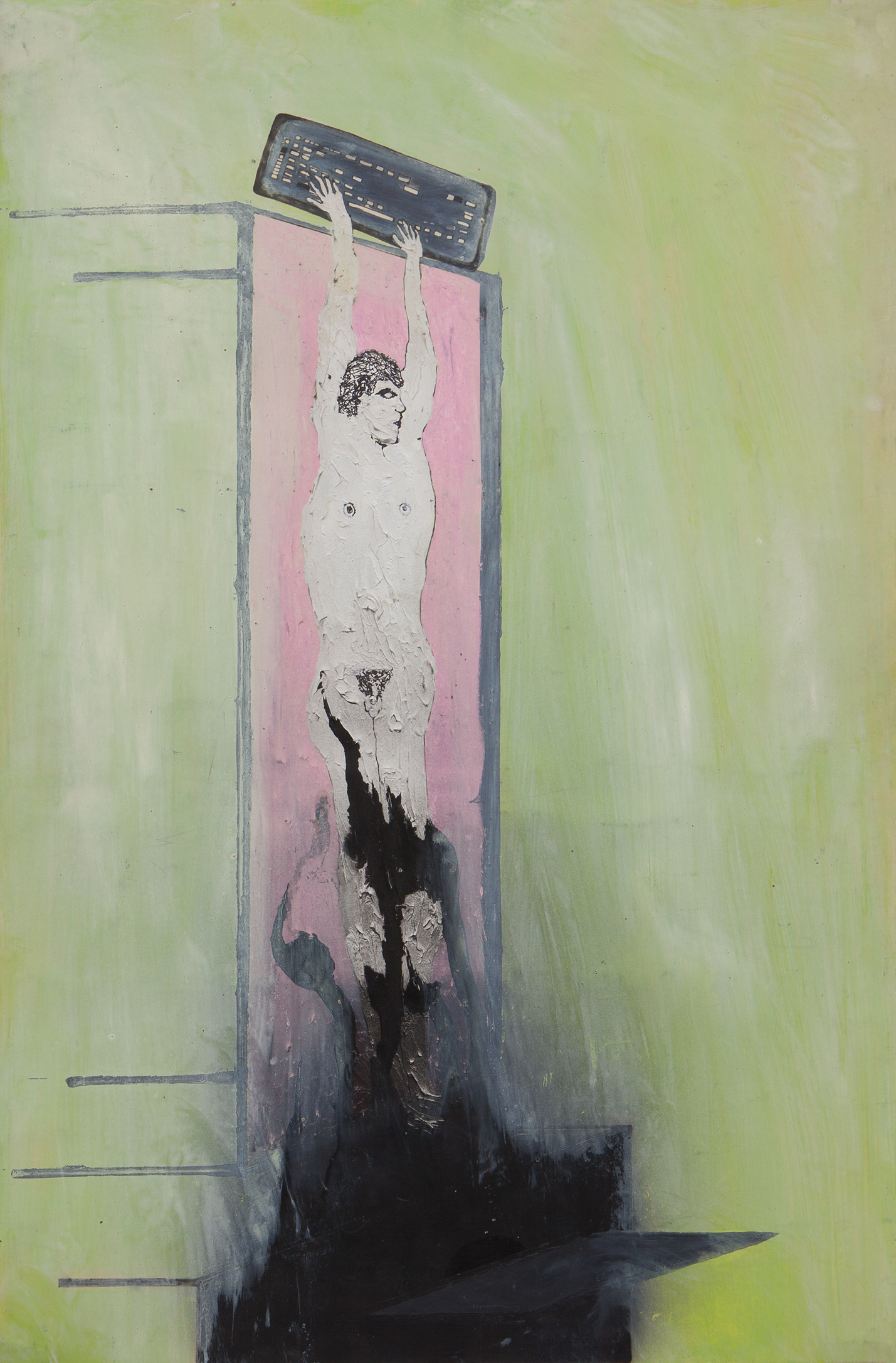 Editor Death, 2012, Oil, Pen and Spray on paper, 86x61 cm