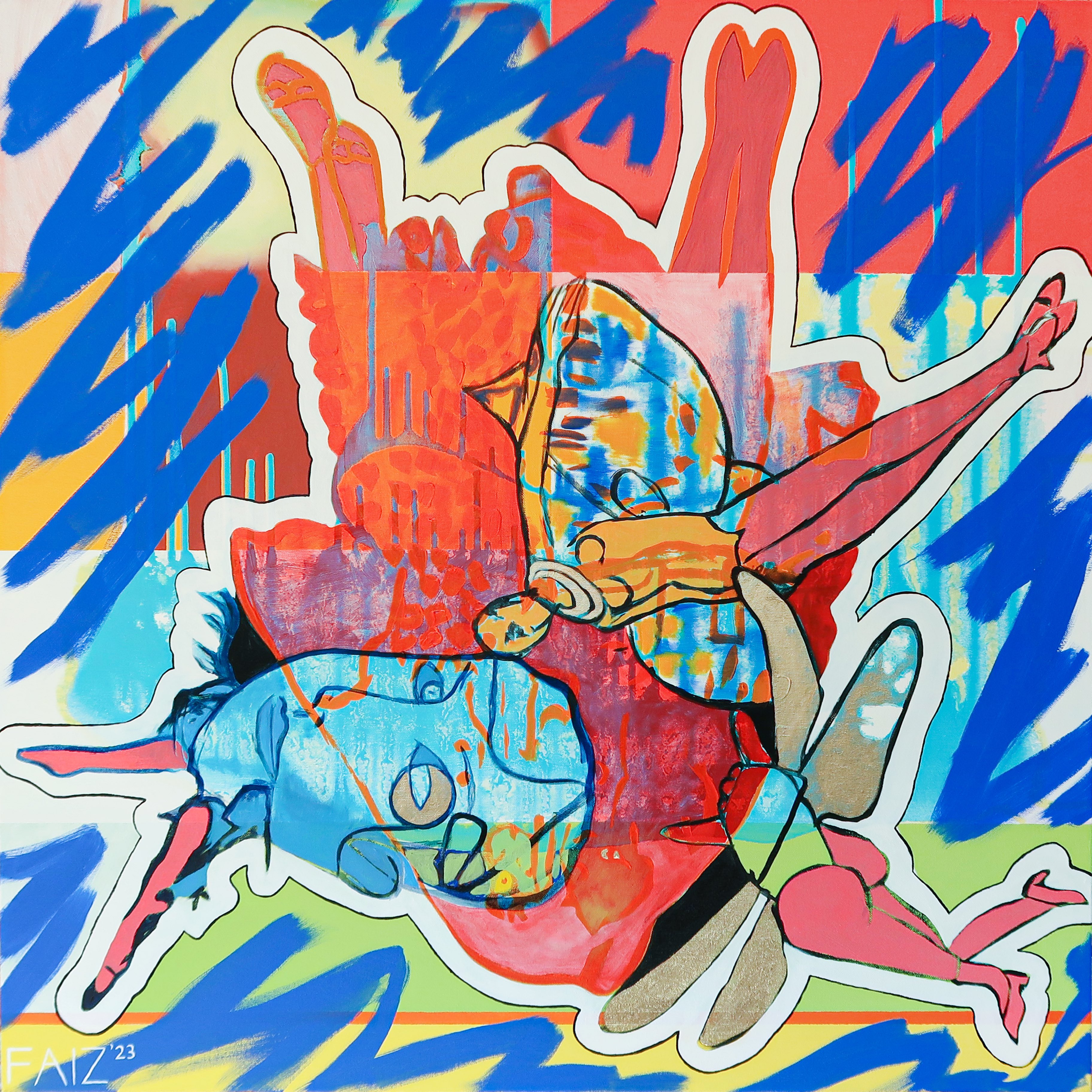 Hannah H&ouml;ch, woman loving women series, 2023, oil on canvas, 80 x 80cm