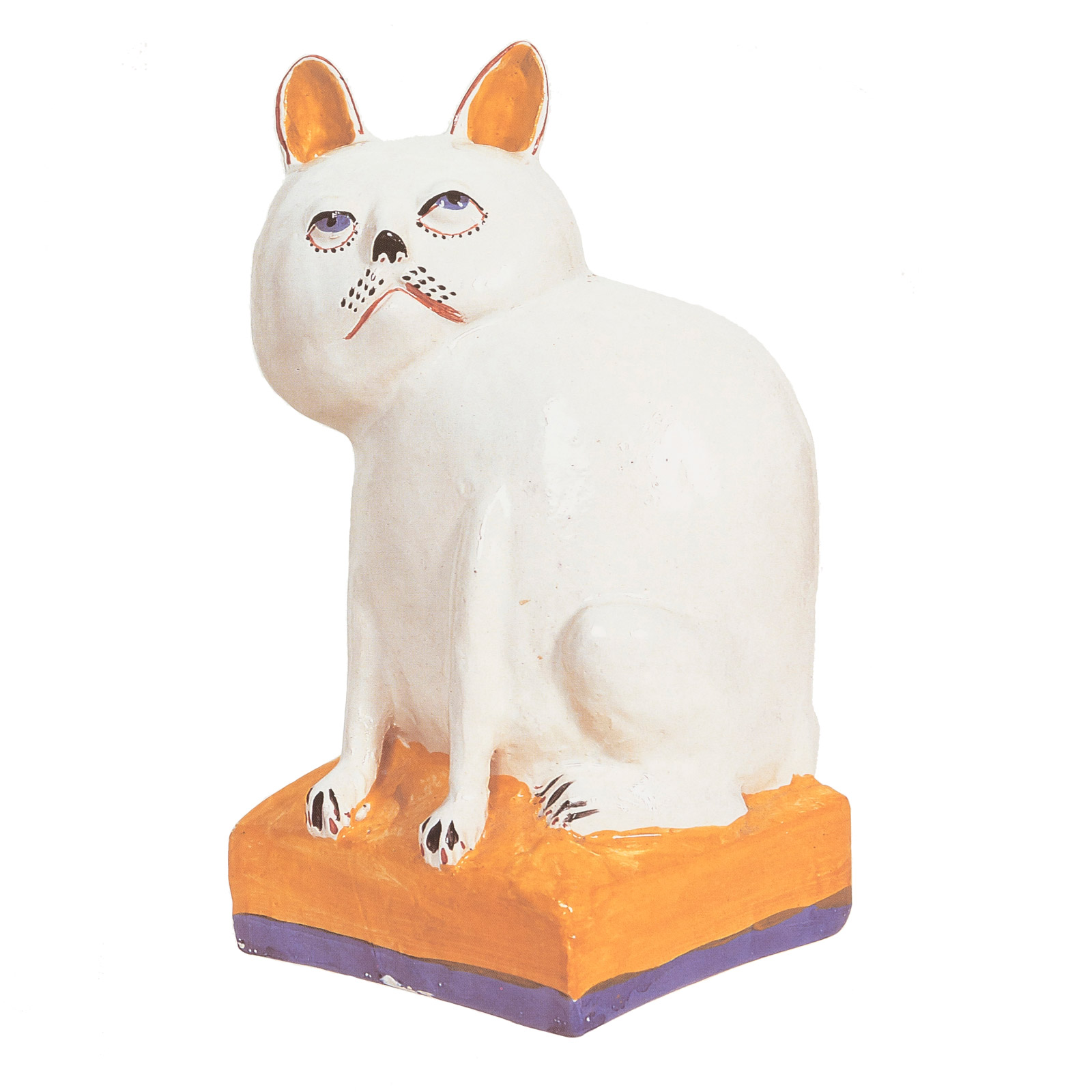 Cat on orange base, 8.8.2001Glazed ceramic stonewareHeight 23cm