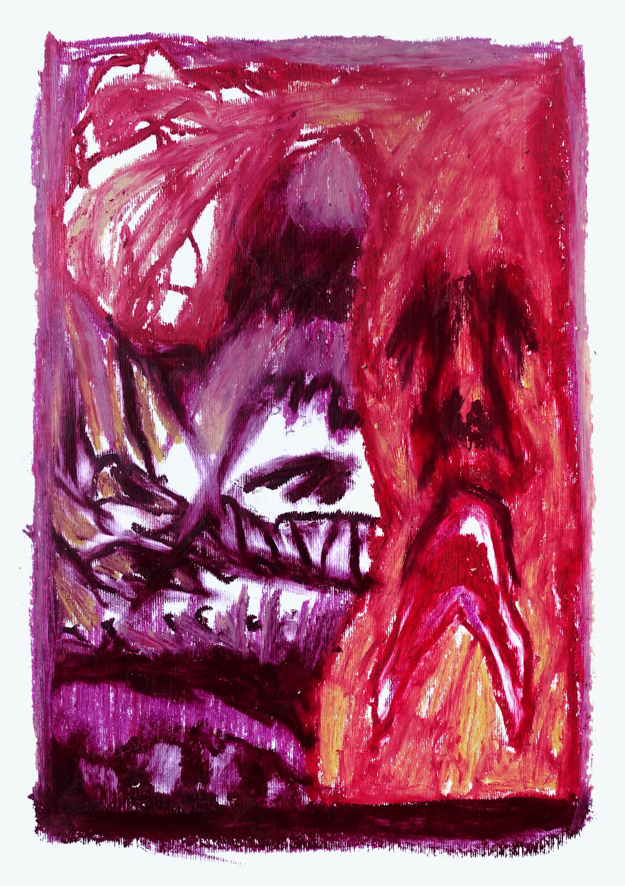  Disegni Sfilettati #10oil pastels on paper, 50x35 cm, 2023