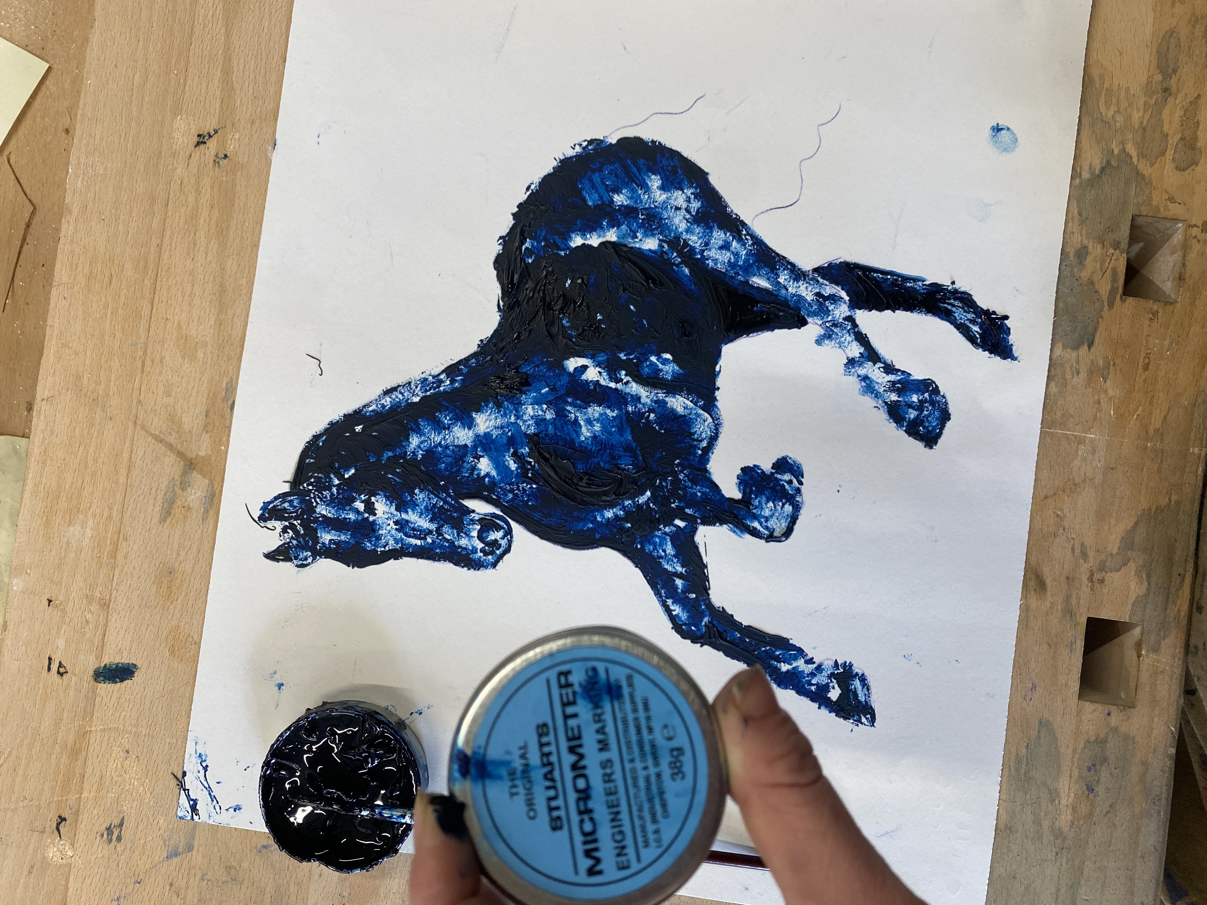 horse painted with engineers marking paste 2024