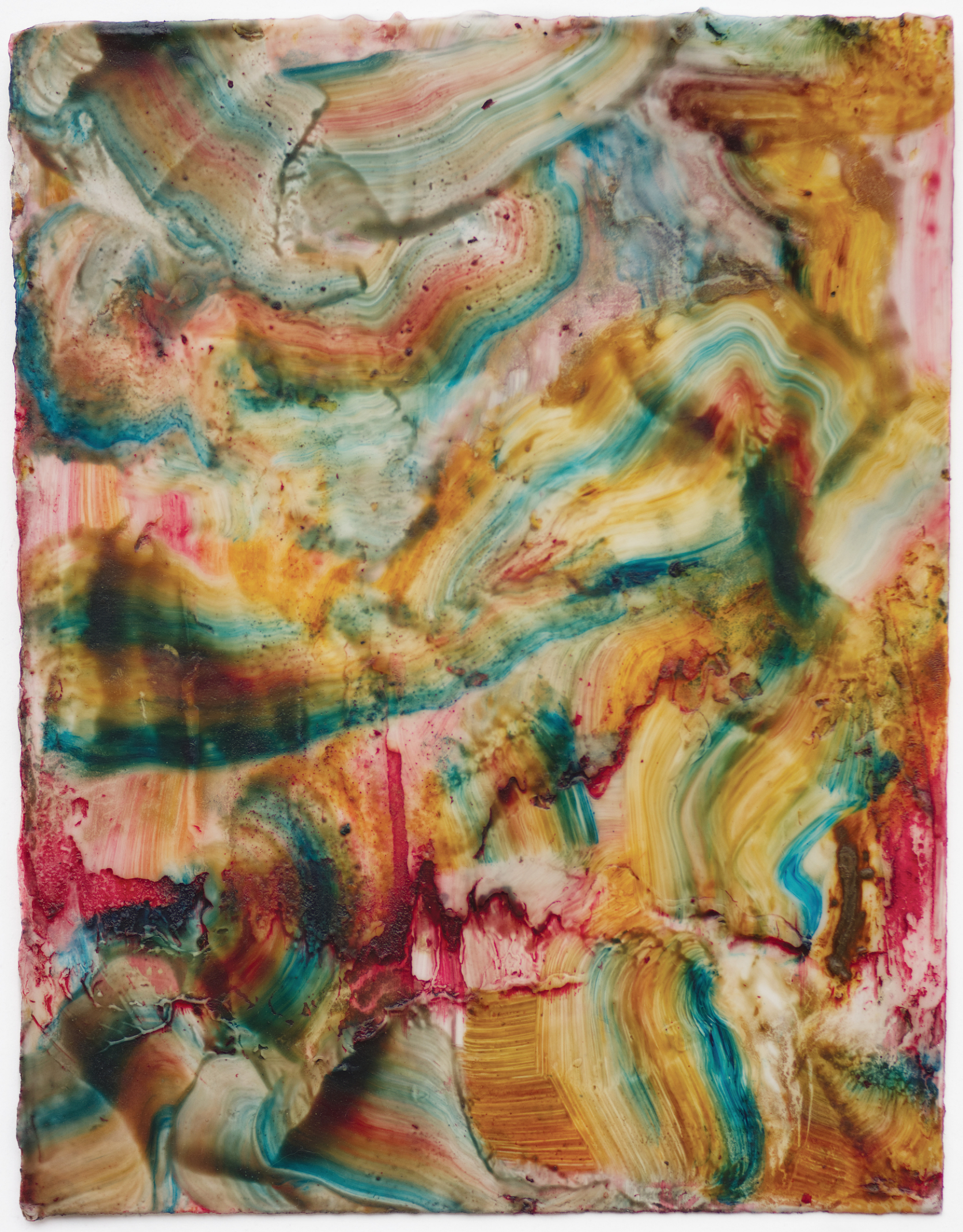 Ceromancy 5, oil and wax on paper, 45x36 cm, 2022