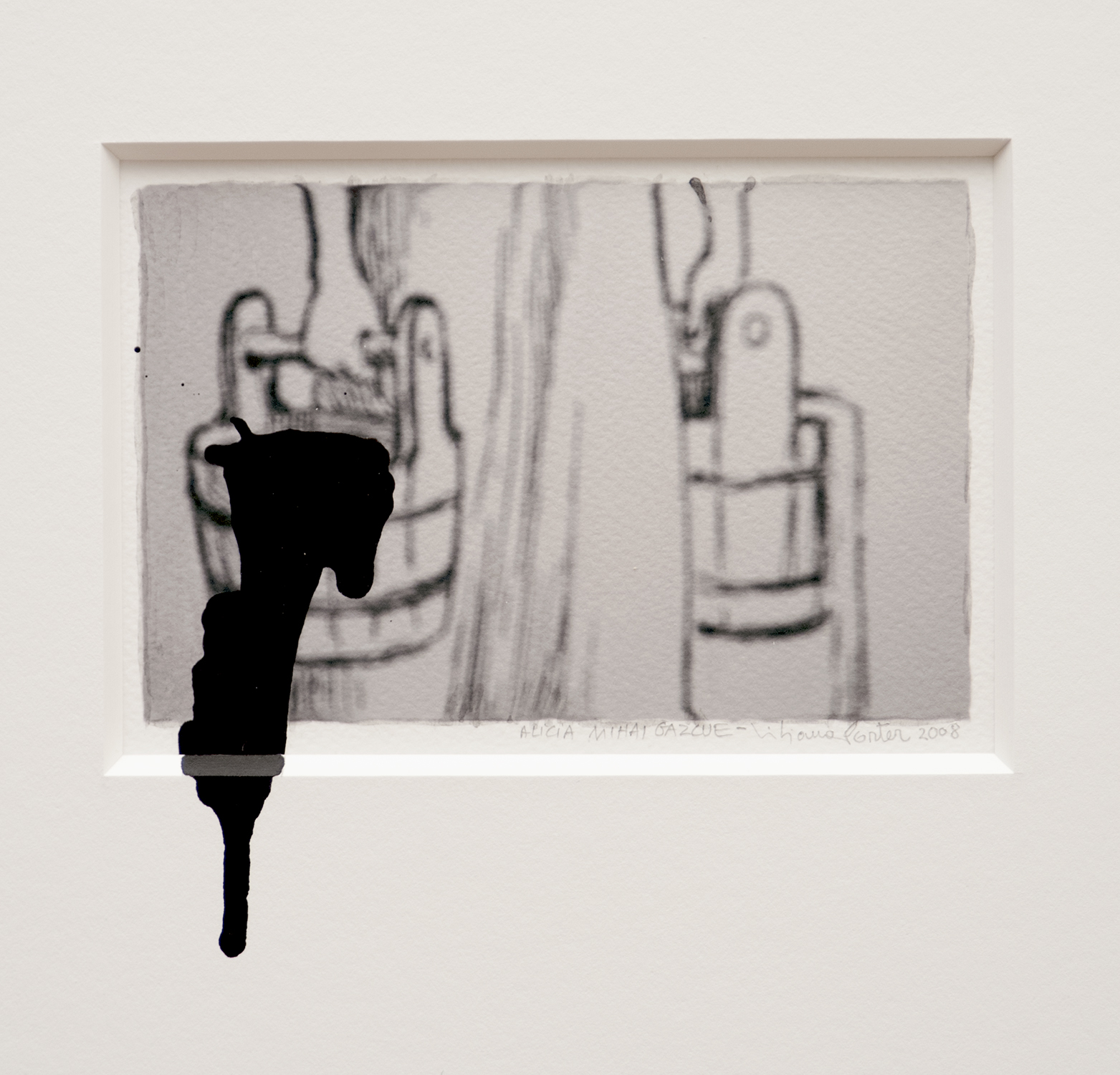 Untitled, 2008  Watercolor, charcoal and acrylic on paper, 5"x5"