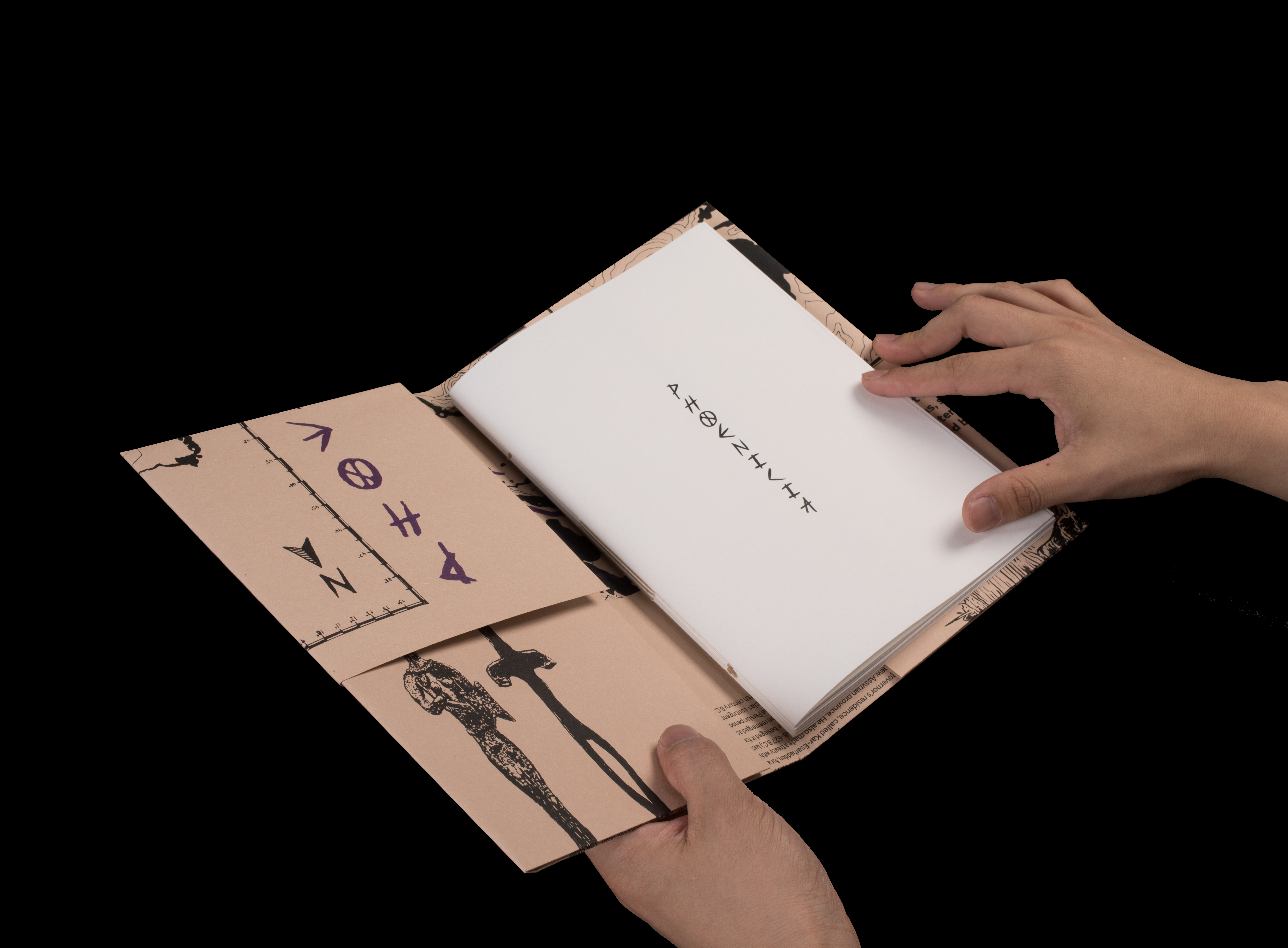 Exhibition catalogue prototype with logo and screen-printed sleeve