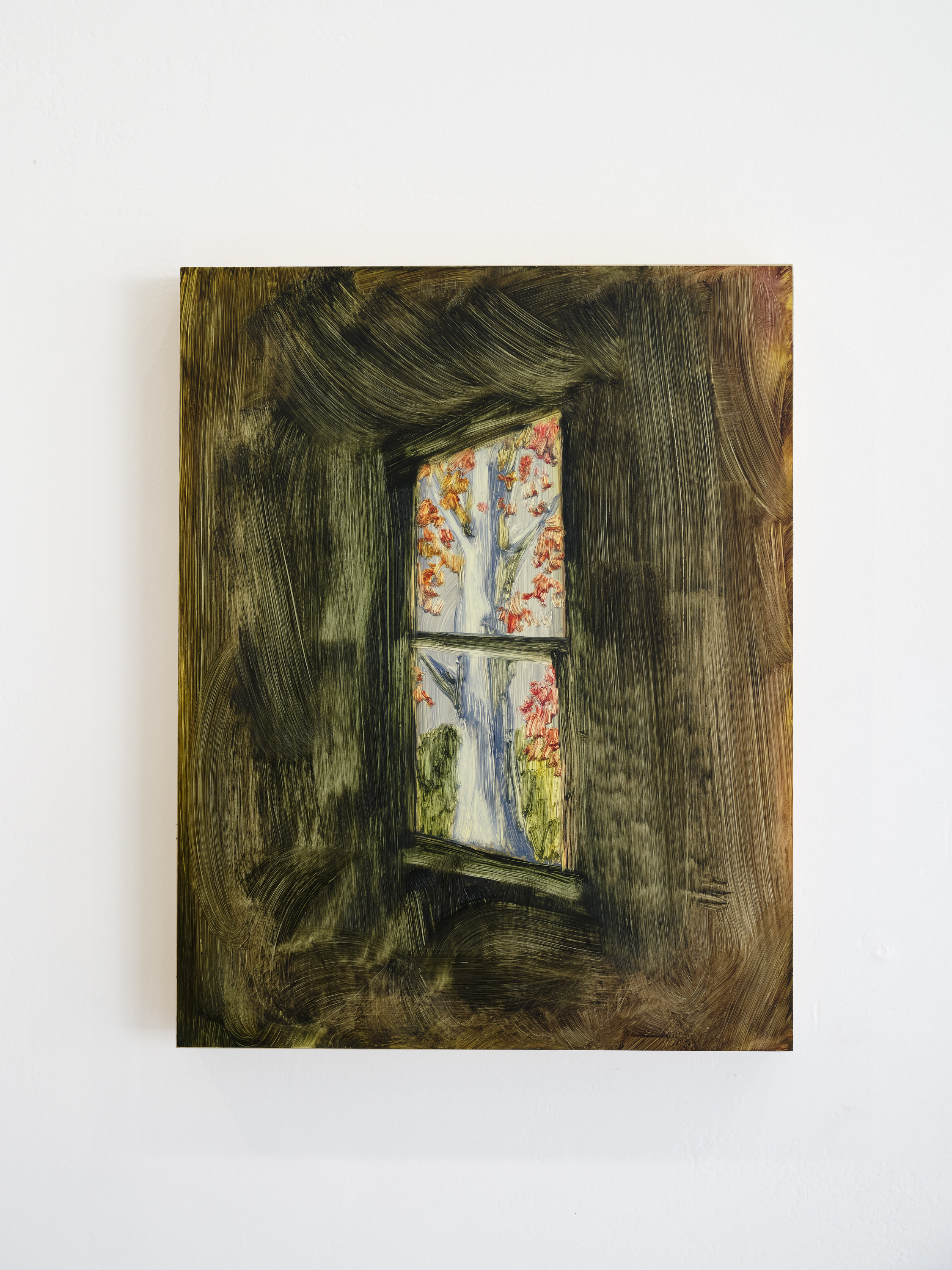 "From the corner of your eye", 14 x 11 inches, oil on yupo mounted on board, 2025. (SOLD)