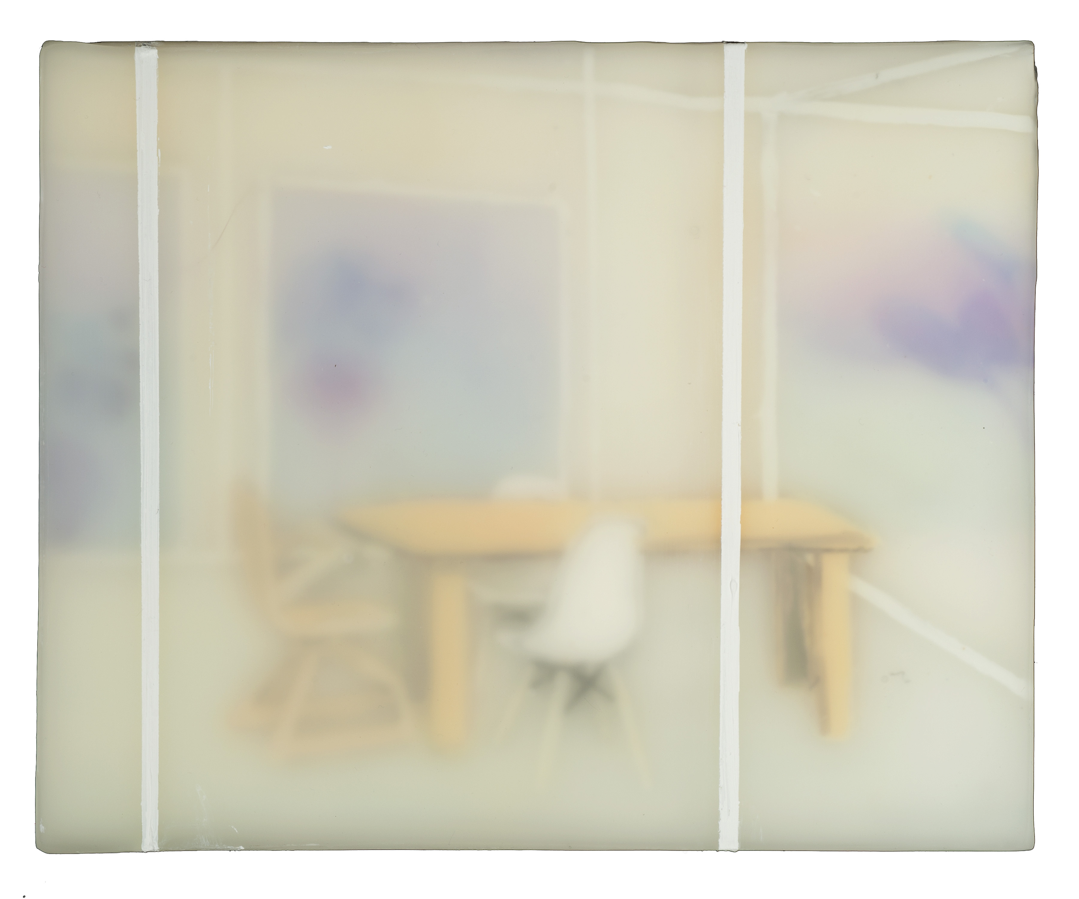 Interior 5, watercolor, encaustic on board, 2020