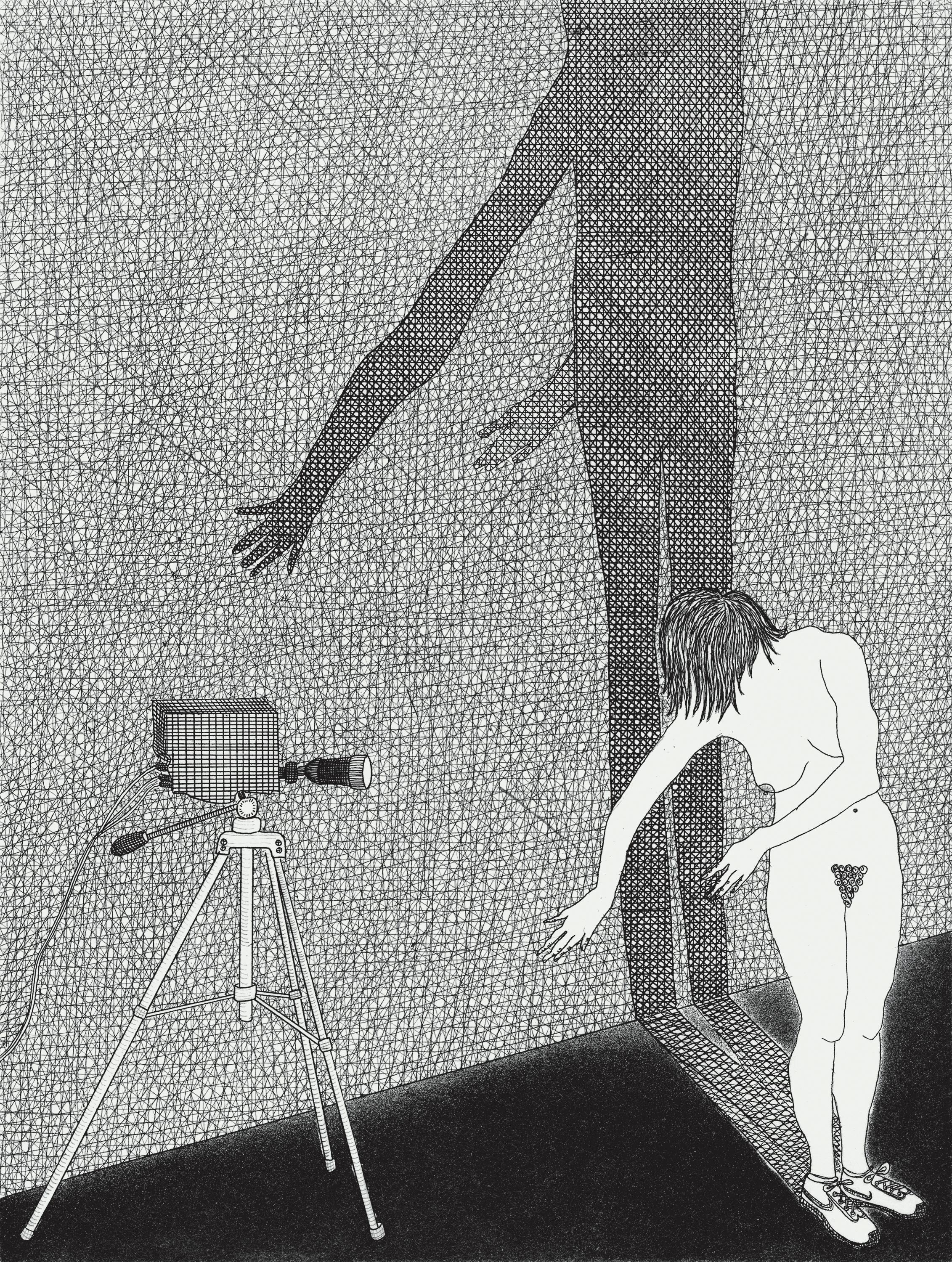 Study for 16mm Film (Performance Piece with Simultaneous Video Documentation), 2006. Etching; 8 x 6 inches