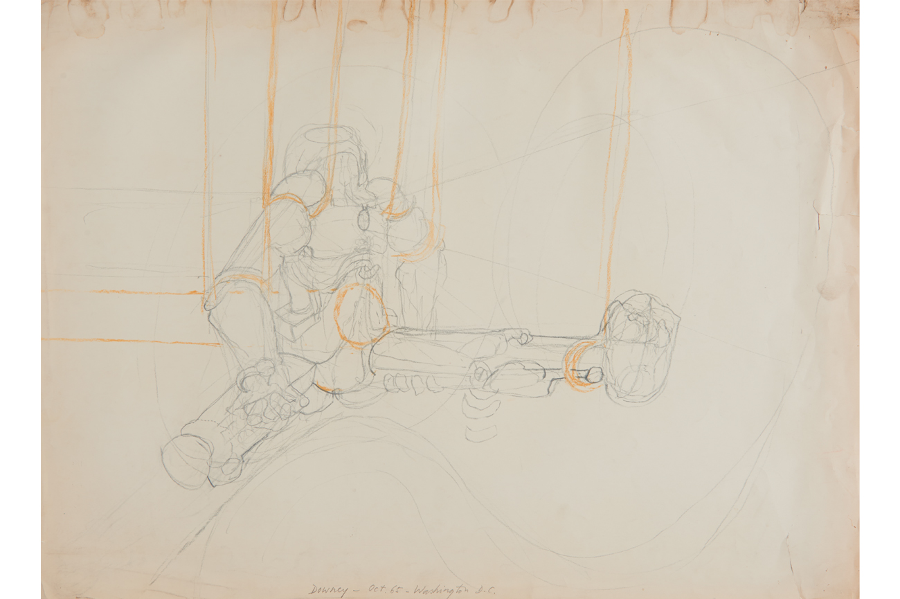 Juan DowneyUntitled, 1965Grafito, lápices de colores y pastel de óleo sobre papel56 x 75.5 cm