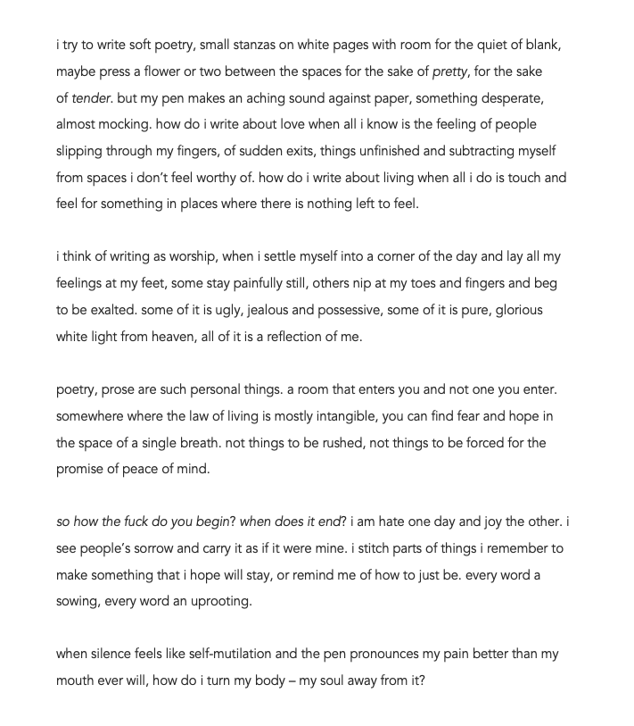 i try to write soft poetry