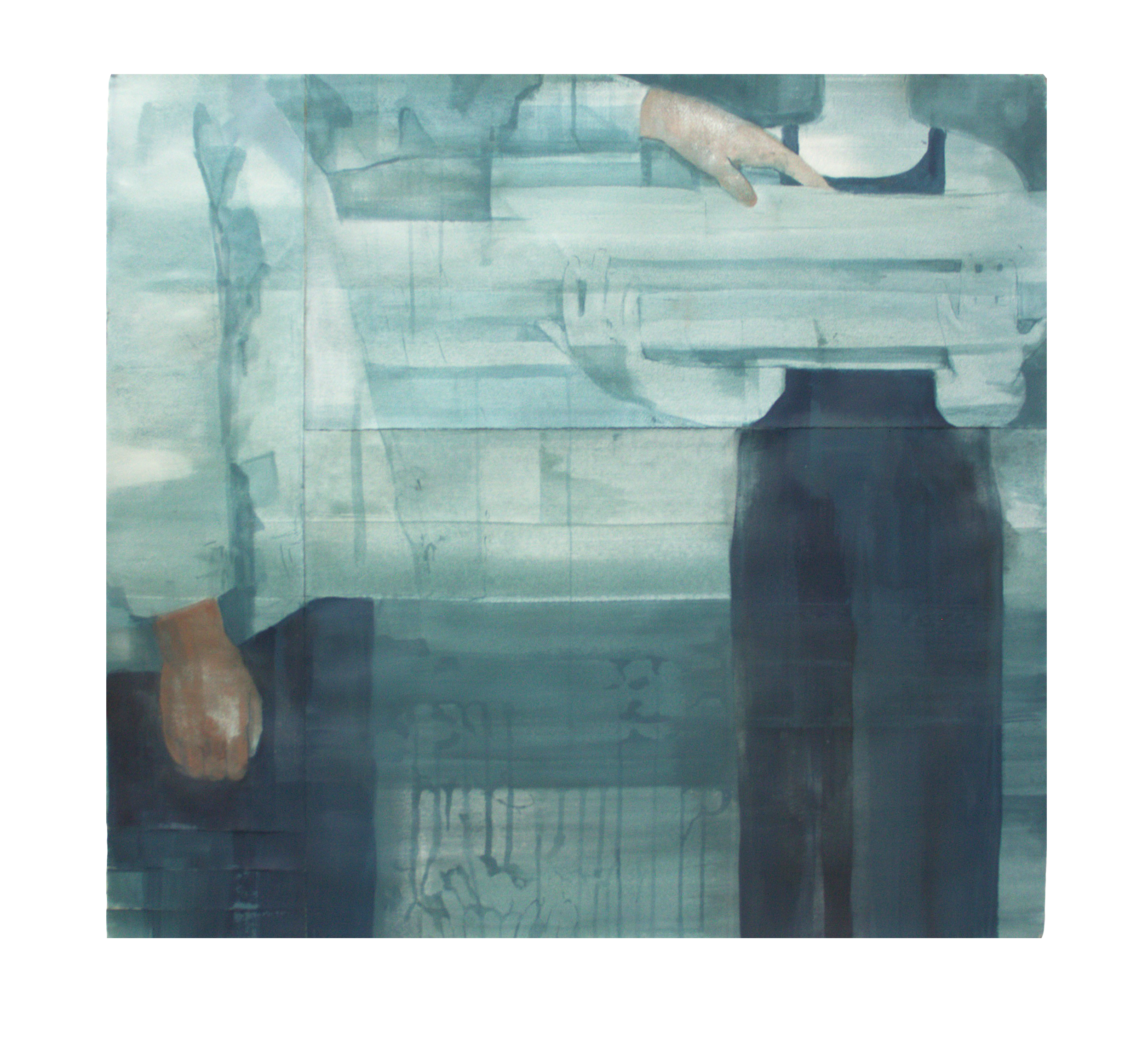 Days Before Collision, handmade acrylic on paper collage, 36” x 36”, 2025